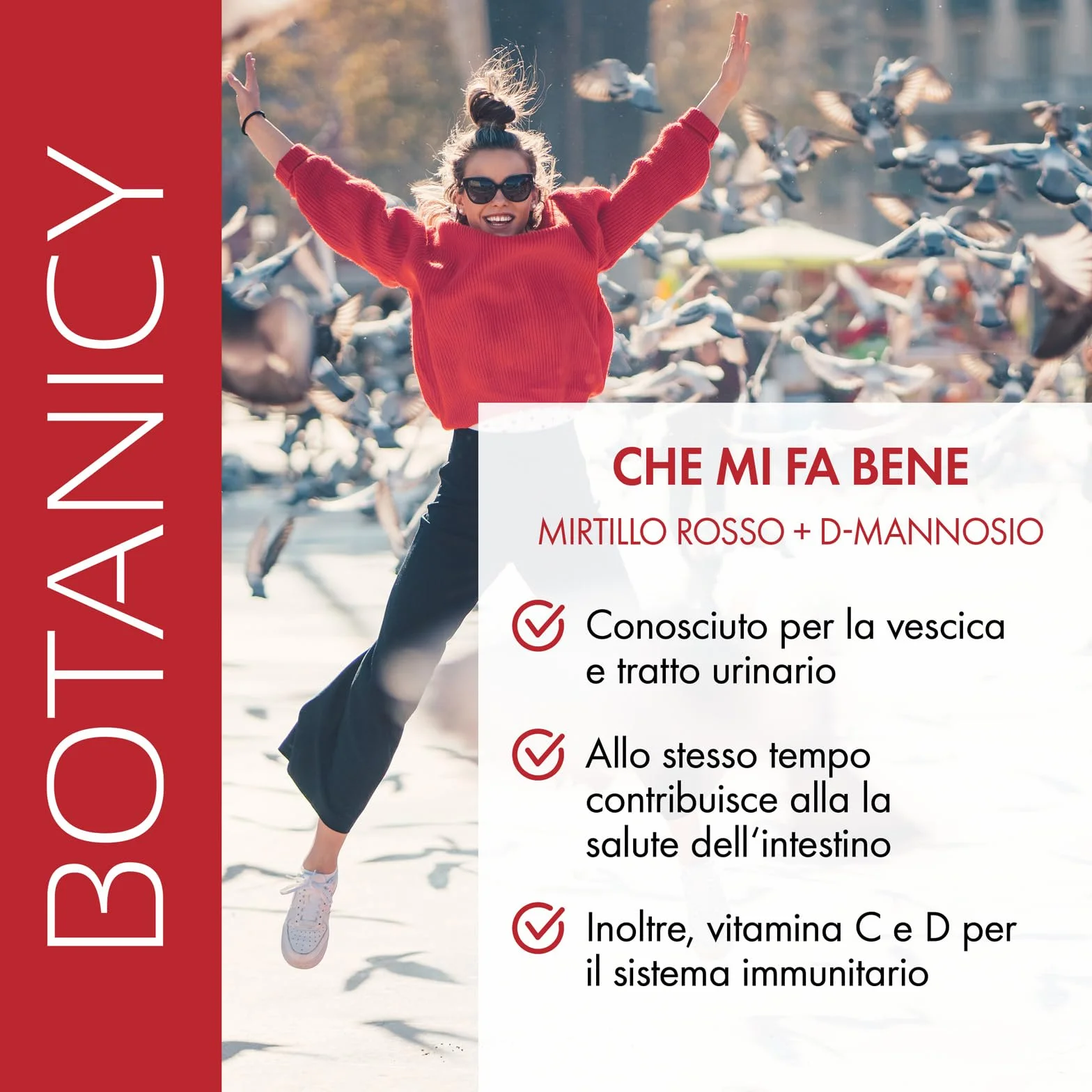 Botanicy MIRTILLO ROSSO + D-MANNOSIO - 60 compresse - supporta vescica & vie urinarie - pacran® polvere di mirtillo rosso, vitamina C e D3, estratto di semi di zucca & radice di tarassaco
