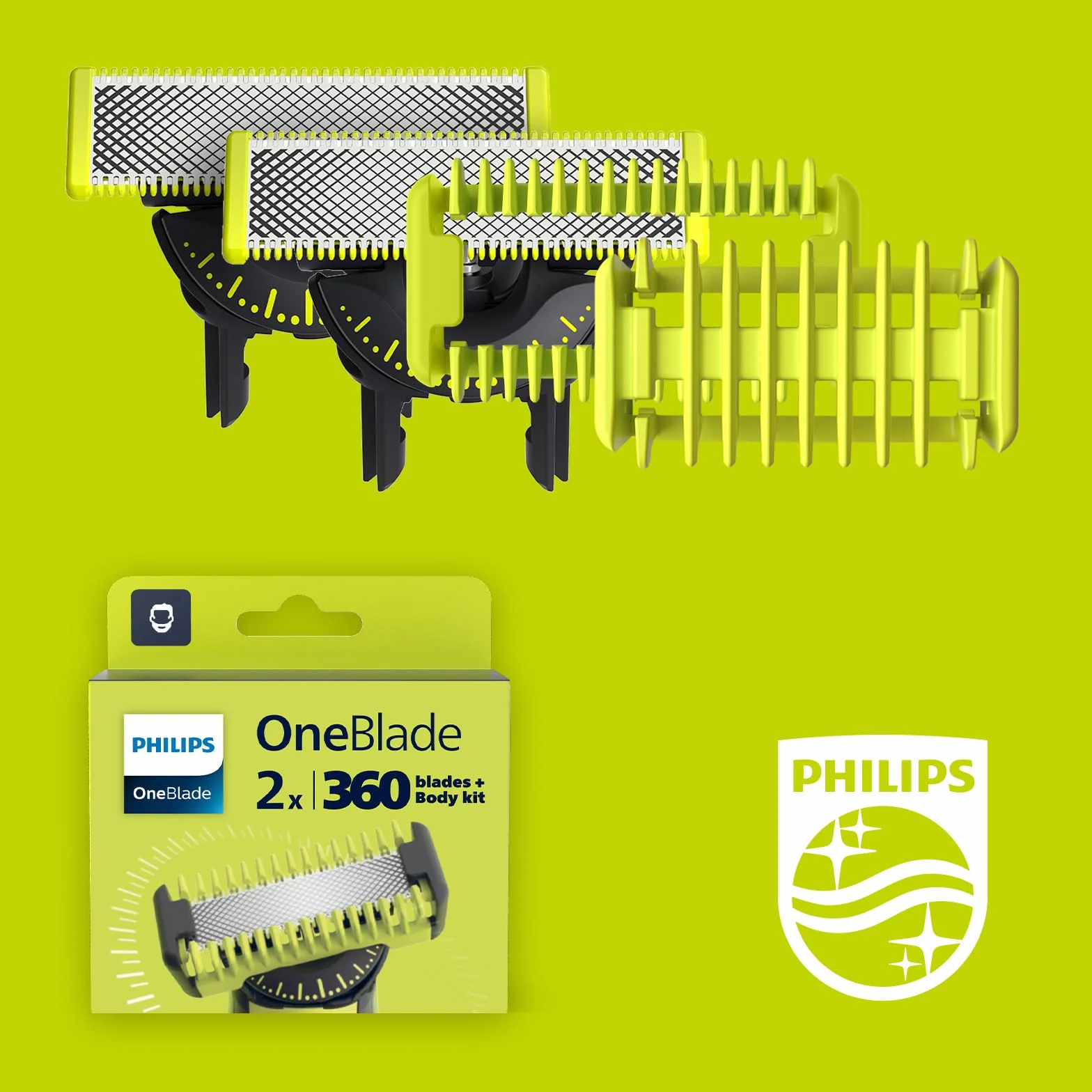 Lame di ricambio PHILIPS OneBlade QP624/50 Acciaio inossidabile 2 lame