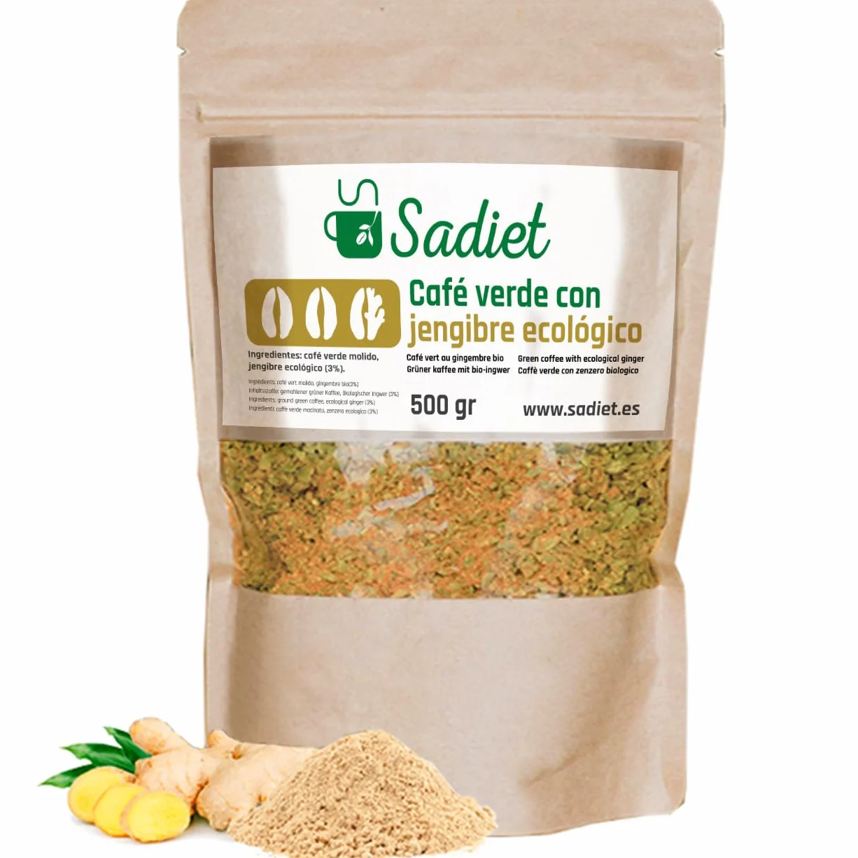 Caffè Verde Macinato con Zenzero Ecologico 500gr