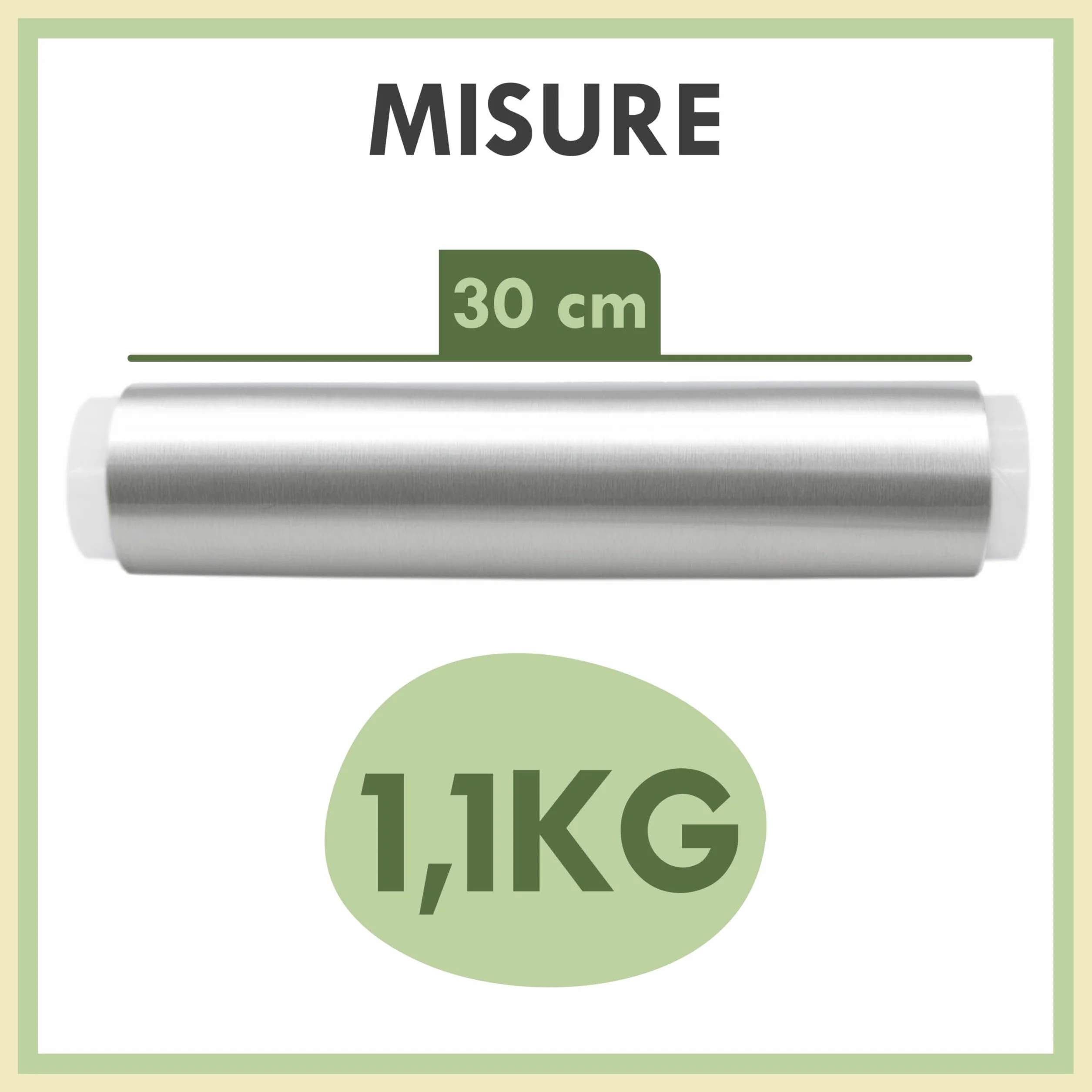 Carta Alluminio Professionale 30 cm 1,1 kg Extra Spesso Argento