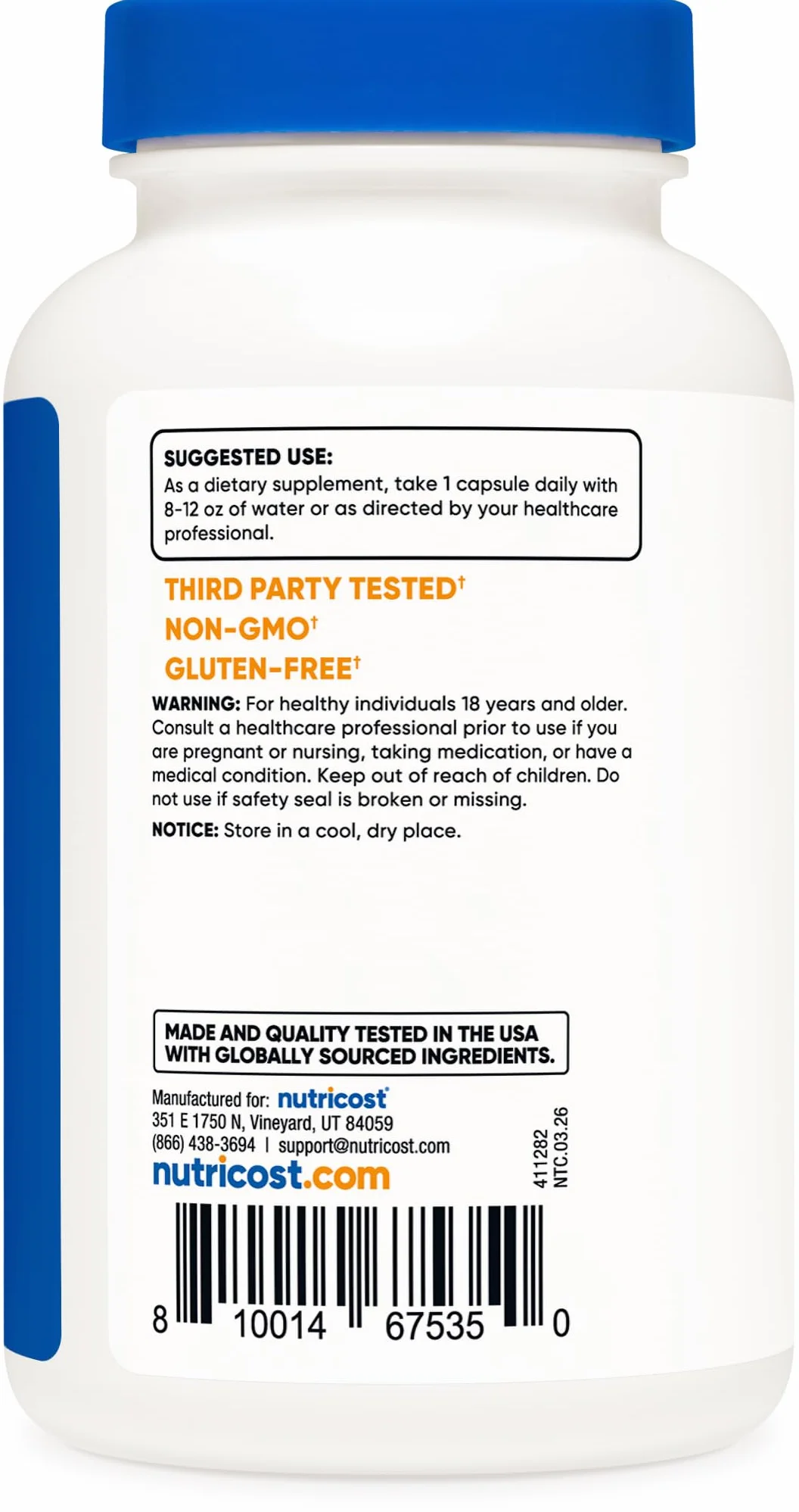 Nutricost N-Acetyl L-Cisteina (NAC) 600mg, 180 capsule - Capsule vegetali, non OGM, senza glutine