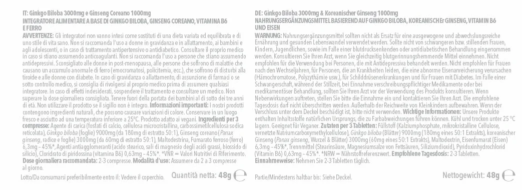 Ginkgo Biloba 3.000mg & Ginseng Coreano 1.000mg – Integratore Naturale ad Alta Potenza – 360 Compresse Vegane – Scorta per 4 Mesi – SimplySupplements