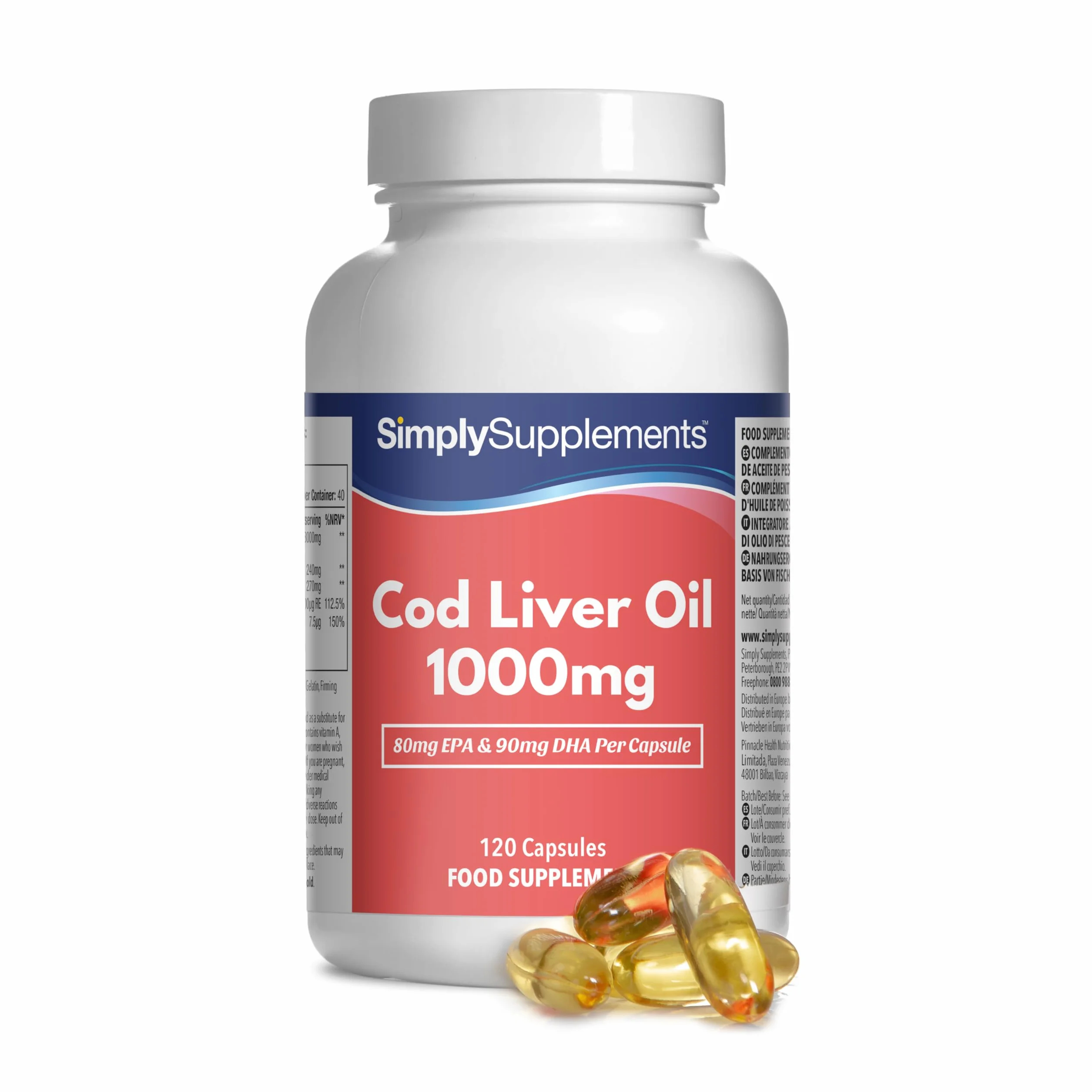 Olio di fegato di merluzzo 1000 mg 120 capsule SimplySupplements