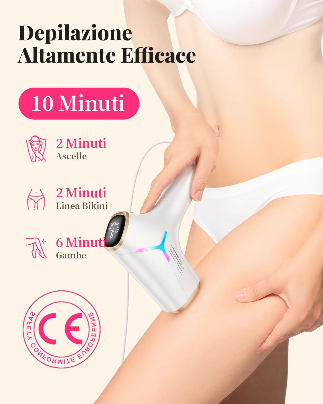 Haarlosy Epilatore Luce Pulsata con Tecnologia IGBT 3 IN 1 HR/SR/HR+ GLY03 | Epilatore Laser Professionale, 9 Livelli di Energia Regolabile Adatto Depilatore Corpo, Viso, Ascelle, Gambe