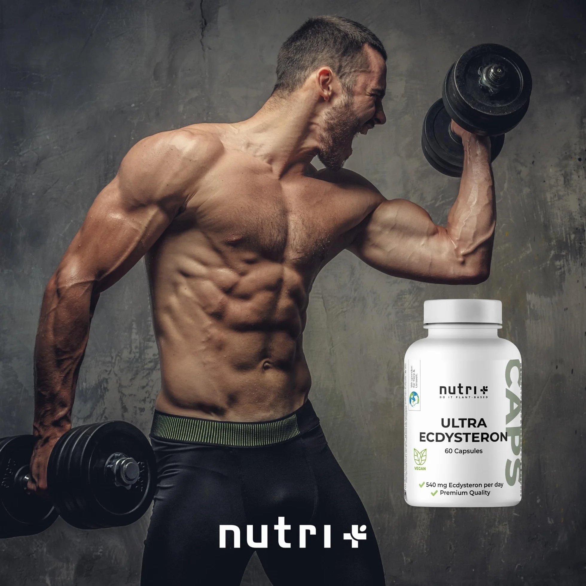 Nutri + Ultra Ecdysterone + Leucina Capsule alto Dosaggio - 790 mg Complesso Principi attivi per Capsula - 540 mg di beta Ecdisterone 90% + 250 mg di L-Leucina in Polvere vegana