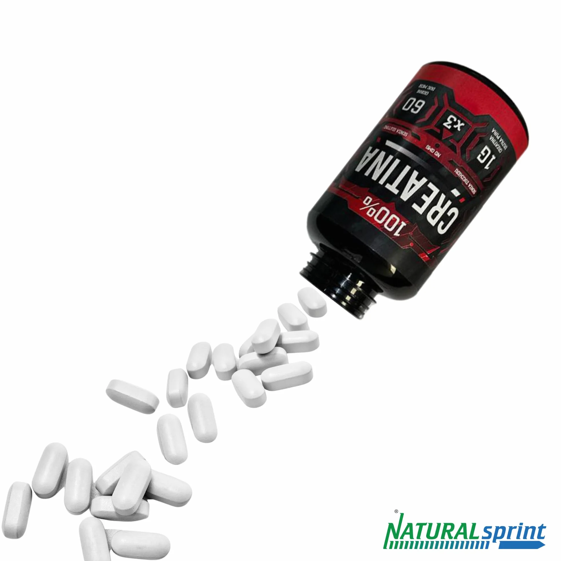 Creatina per Massa Muscolare, Monoidrata (Pura) 180 compresse; Pura Alto Dosaggio - Body Building massa muscolare boost energetico pre e post workout - Creatine Pre e Post Workout