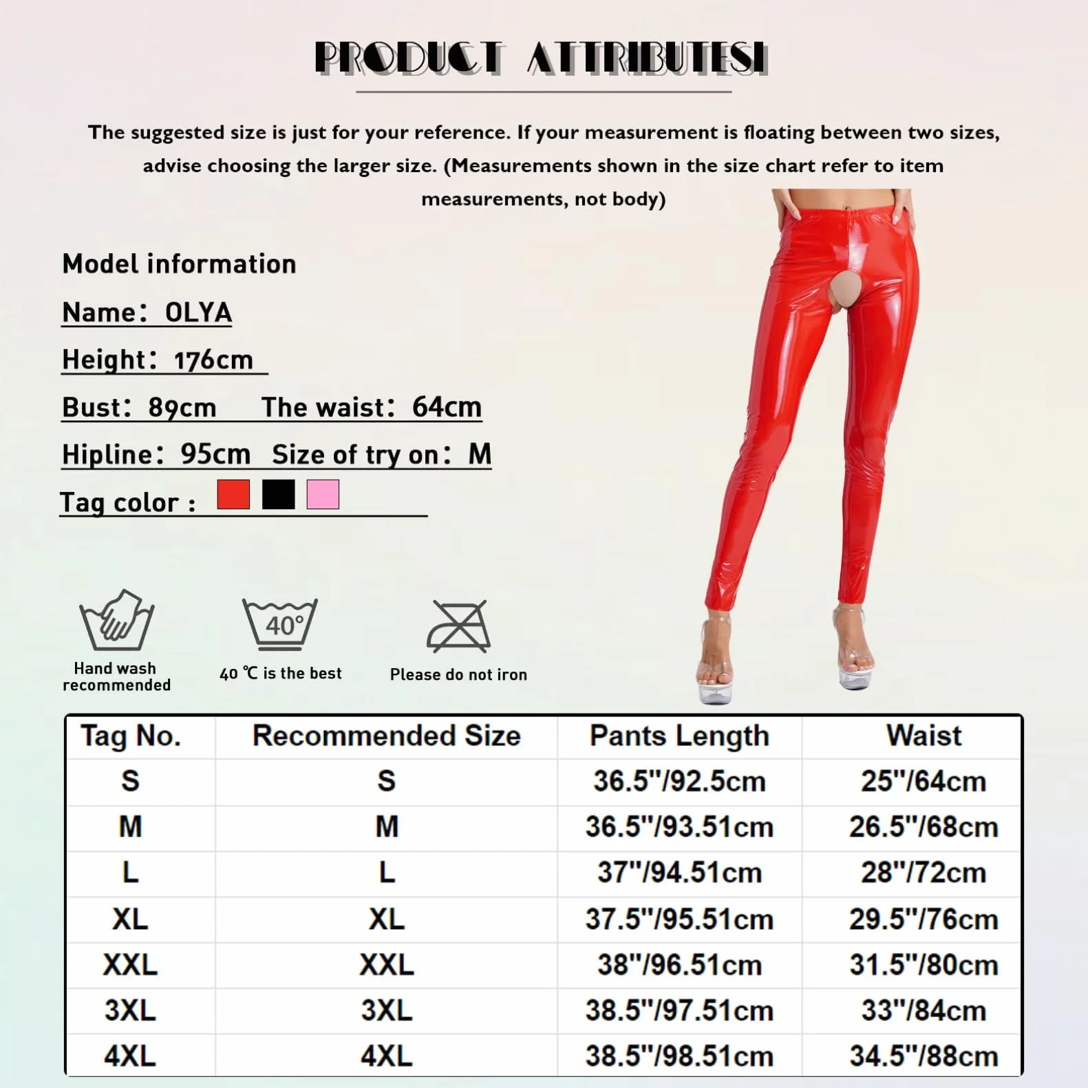 Pantaloni da donna Ouvert look bagnato leggings slim fit in pelle laccata elasticizzati clubwear