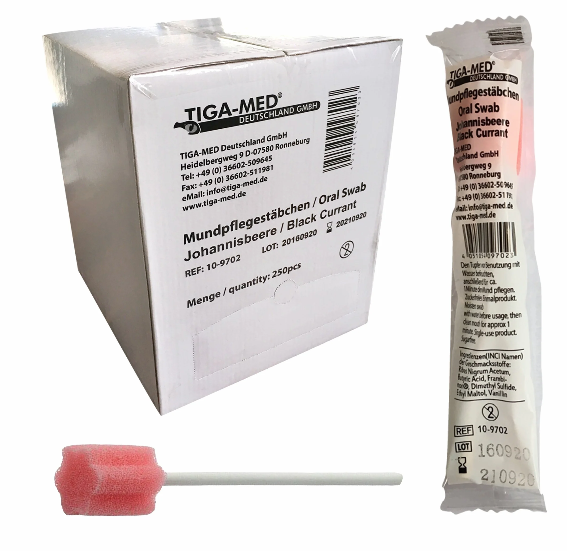 Tiga-Med bastoncini igiene orale gusto ribes nero 250 pezzi confezionati singolarmente