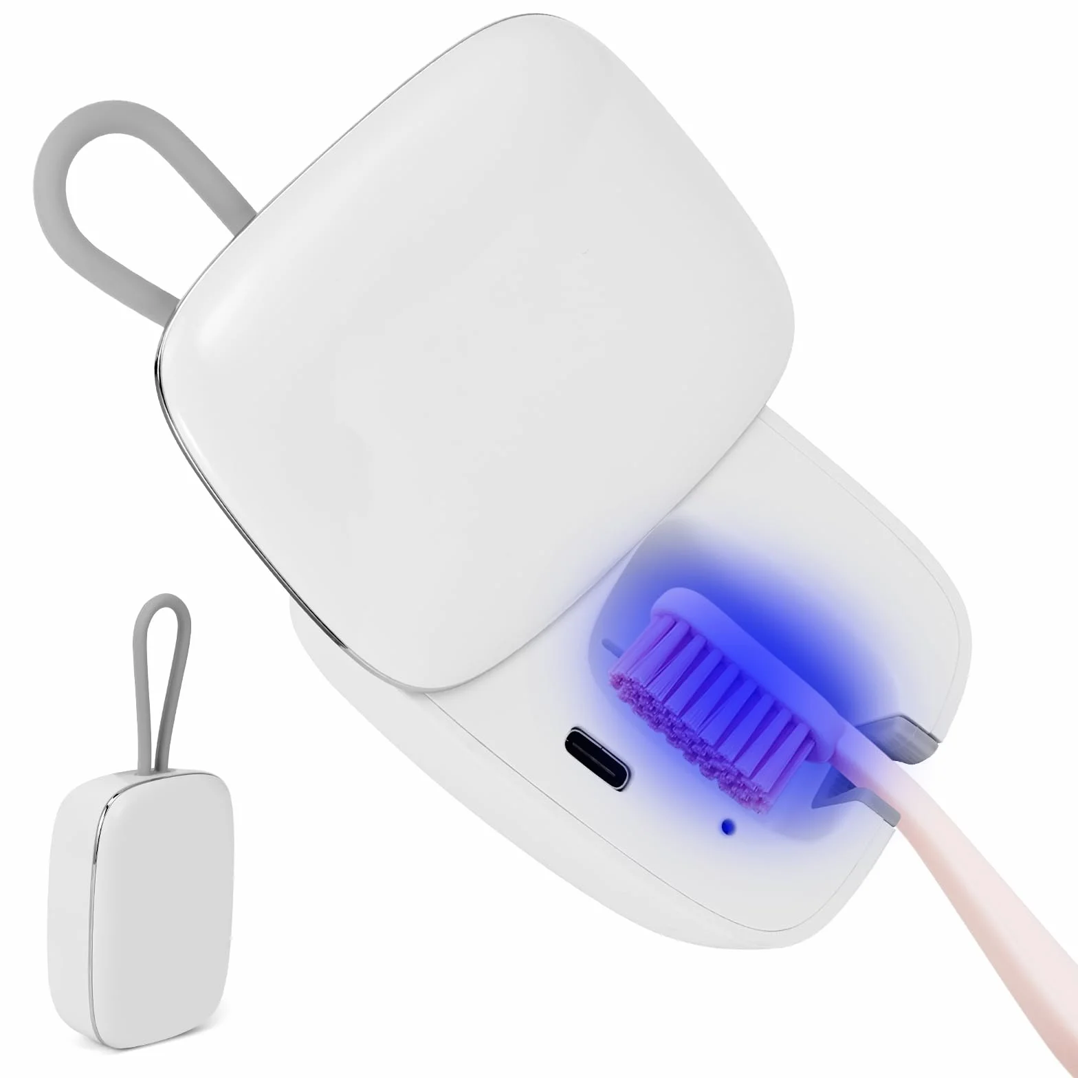 Custodia disinfettante per spazzolino da denti UV, mini disinfettante portatile con funzione di asciugatura, porta spazzolino ricaricabile, sterilizzatore per spazzolino da denti, per la casa