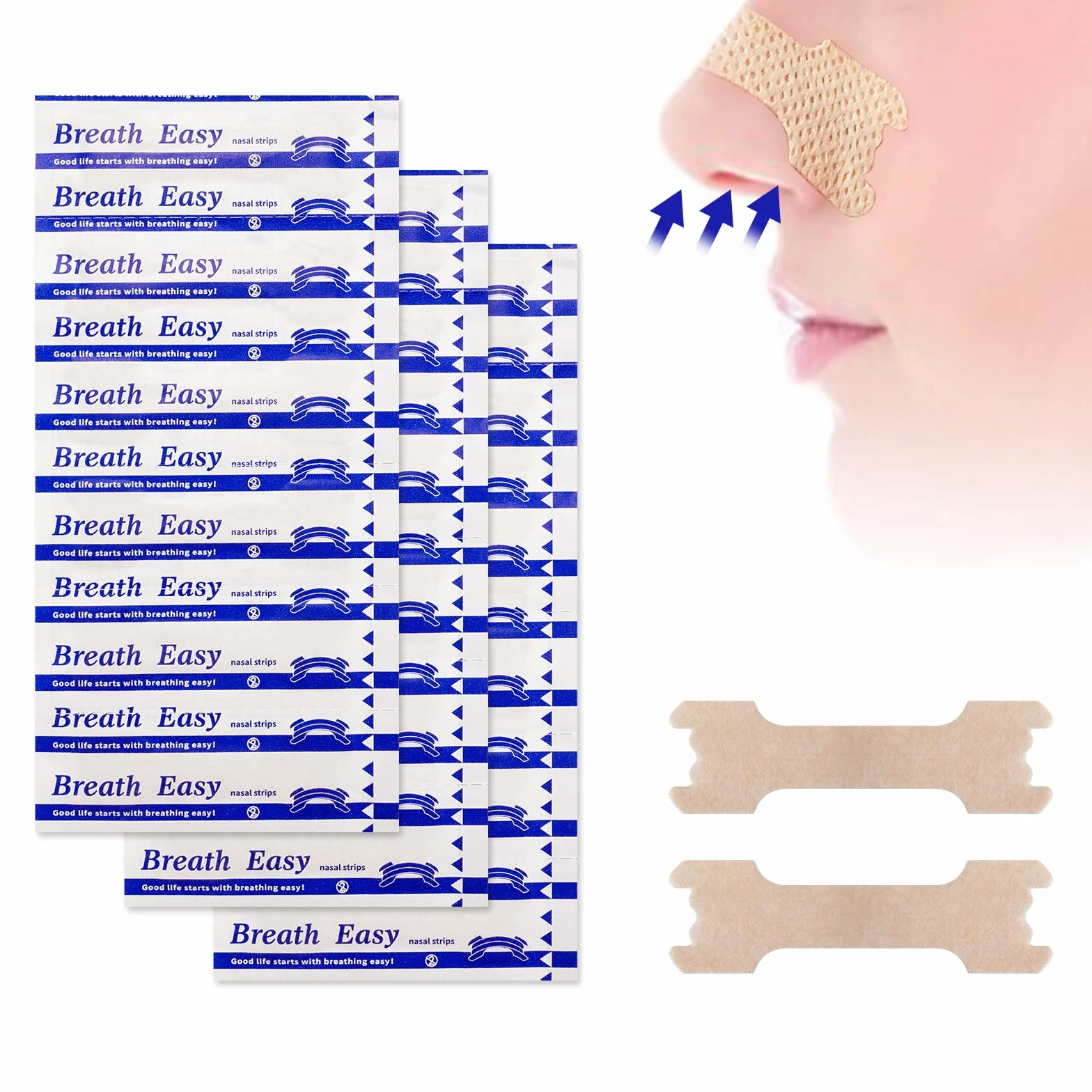 Cerotti Nasali Antirussamento 66 mm x 19 mm, 120 pezzi, Allevia Congestione Nasale, Riduce Russare
