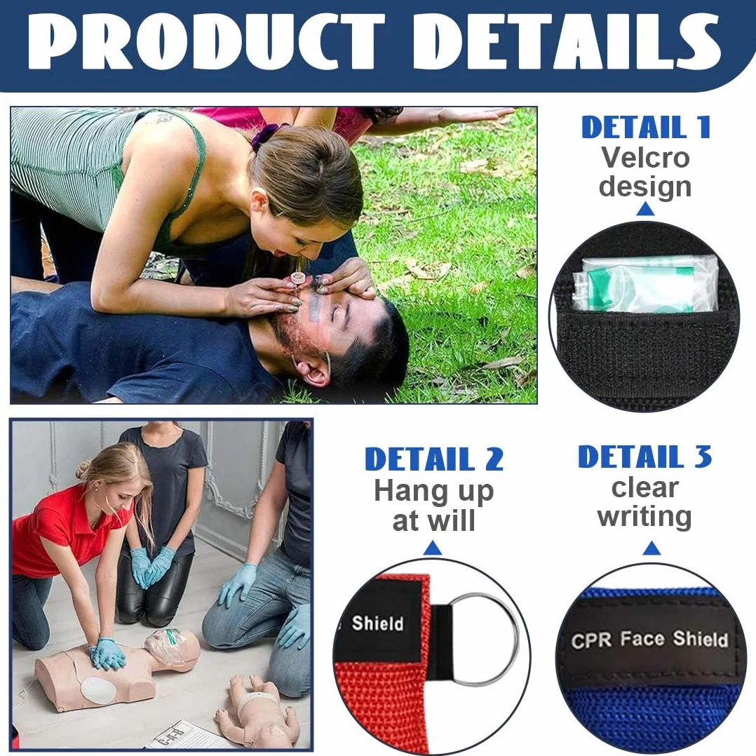Pocket Mask Primo Soccorso 6 Pezzi Mascherina Respirazione Bocca A Bocca 5X5.5 Cm Rosso Blu Nero