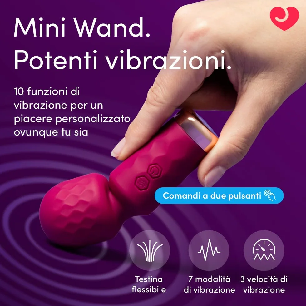 Lovehoney Mini Wand Massaggiatore Vibratore Donna 10 Modalità Ricaricabile Impermeabile Stimolatore Clitoride