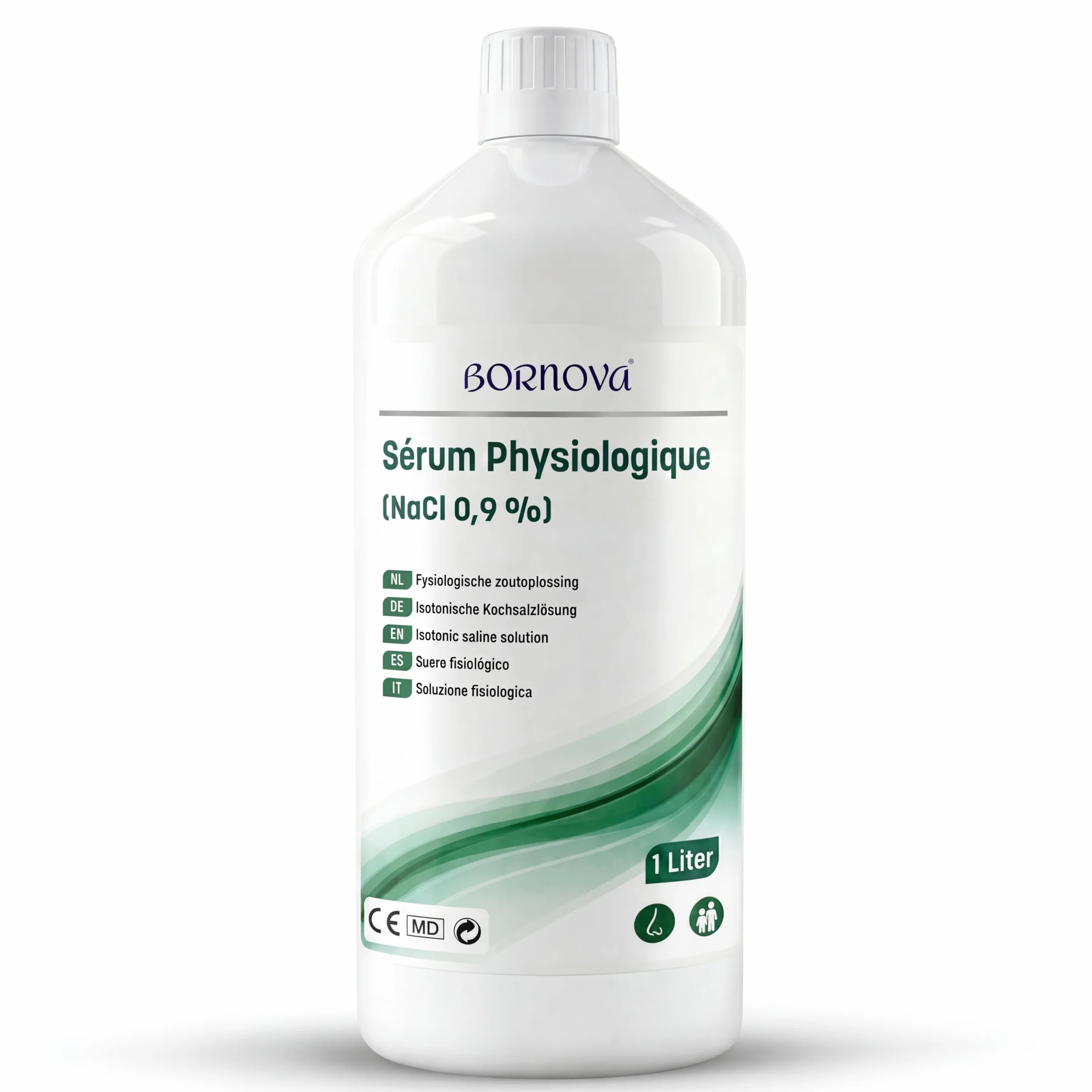 BORNOVA Soluzione Fisiologica 1L NaCl 0,9% per Lavaggio Nasale e Aerosol