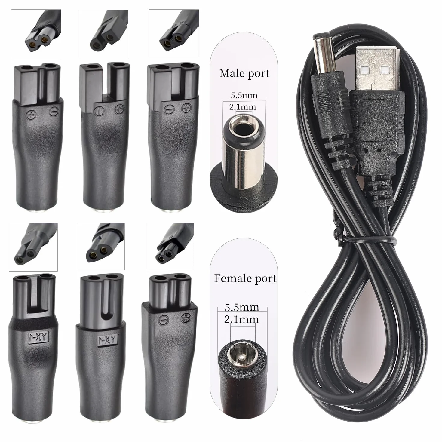 Cavo di Ricarica USB 5V Universale 7PCS Adattatori per Rasoi, Apparecchi di Cura Elettrici