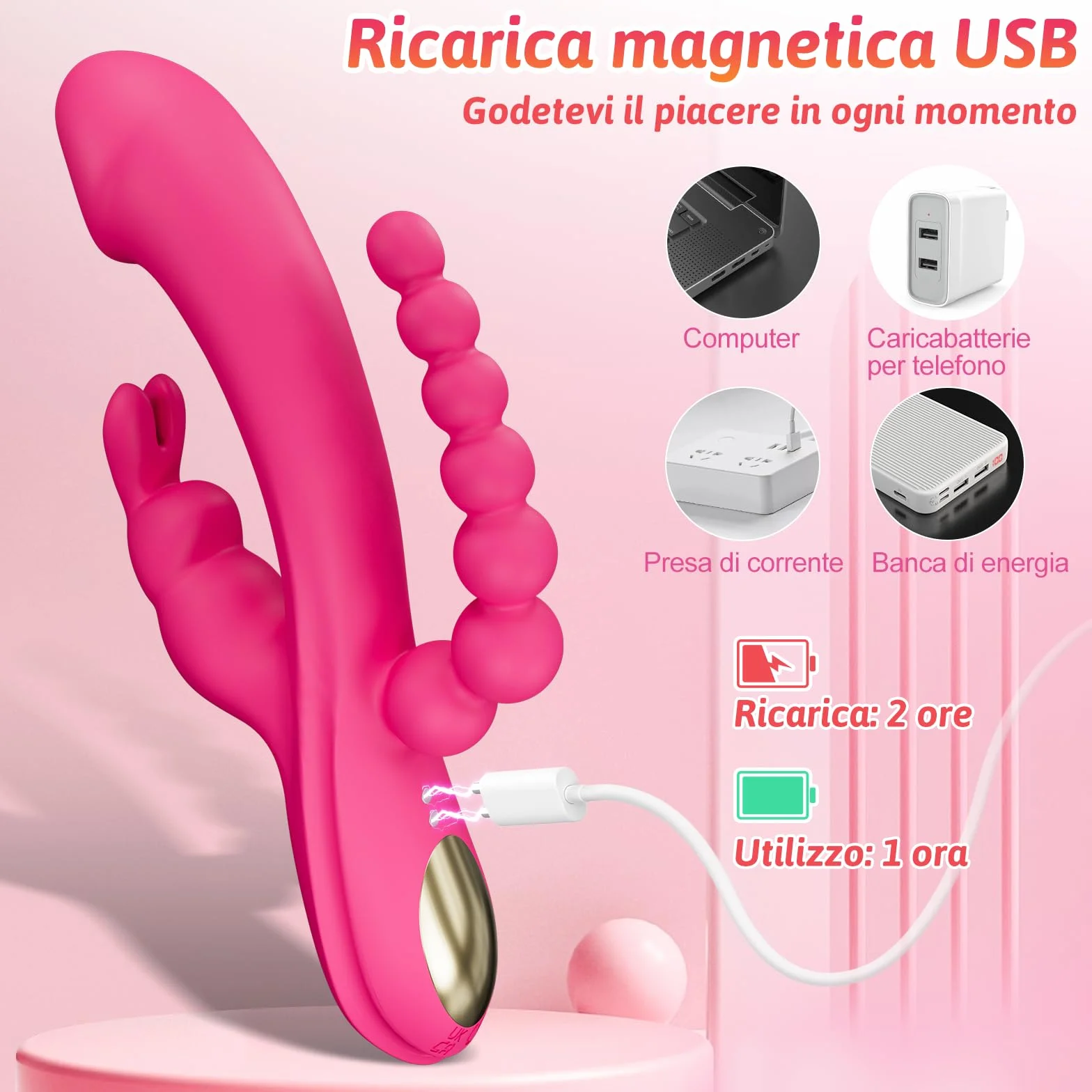 Vibratoreper donna del punto G Sex Toy - Dildo Stimolatore clitorideo, Giocattolo per adulti per il piacere femminile, doppio 10 modalità vibratore rosa anale Giocattolo del sesso di coppia