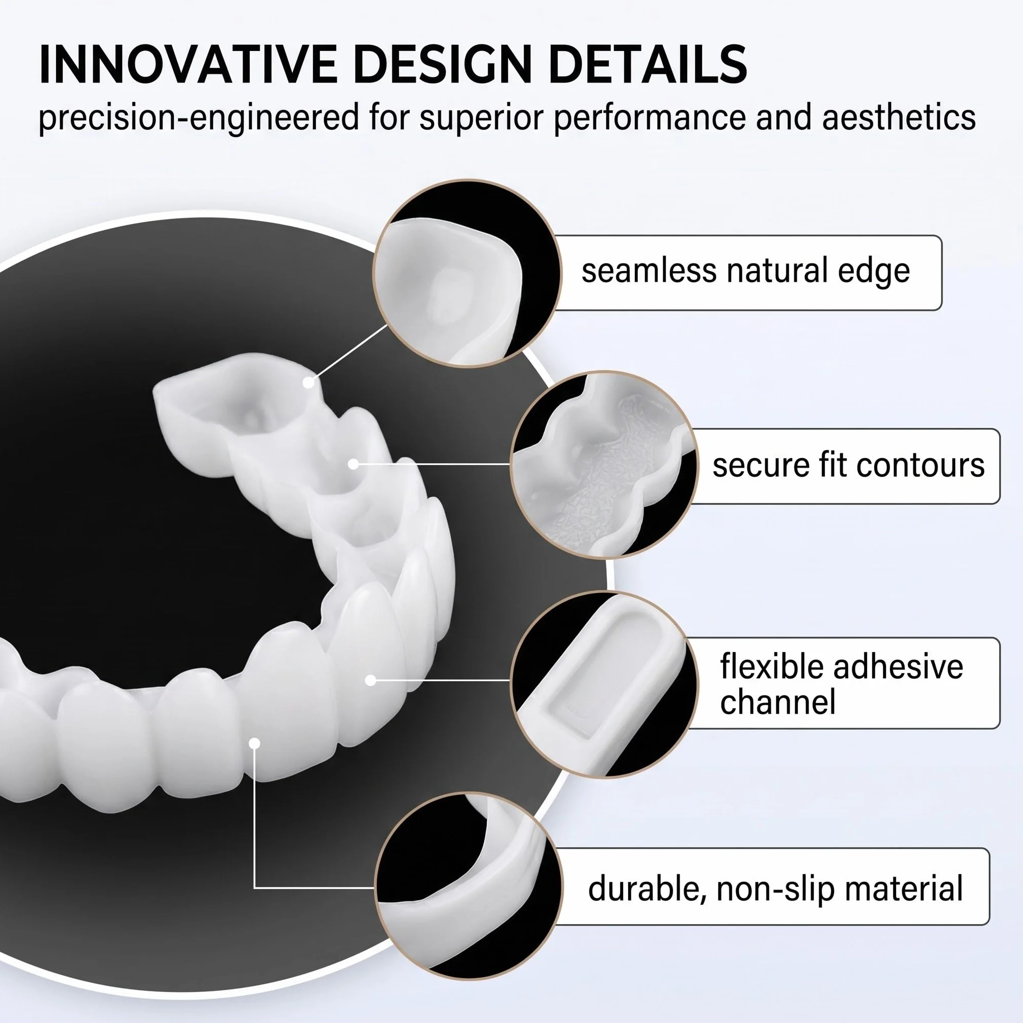 Faccette Denti 2 Coppie, Sistema Adesivo Sicuro, Protesi Dentarie Temporanee