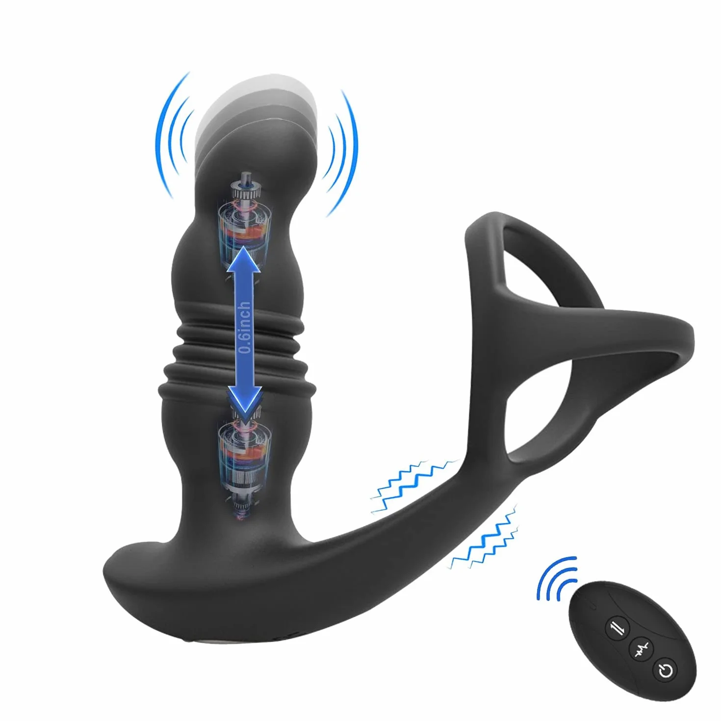 3 IN 1 Vibratore Anale con Anello per Pene, Giocattoli Sessuali Anali Maschili con 10 Modalità di Spinta e Vibrazione, Giocattoli SessualiVibratore
