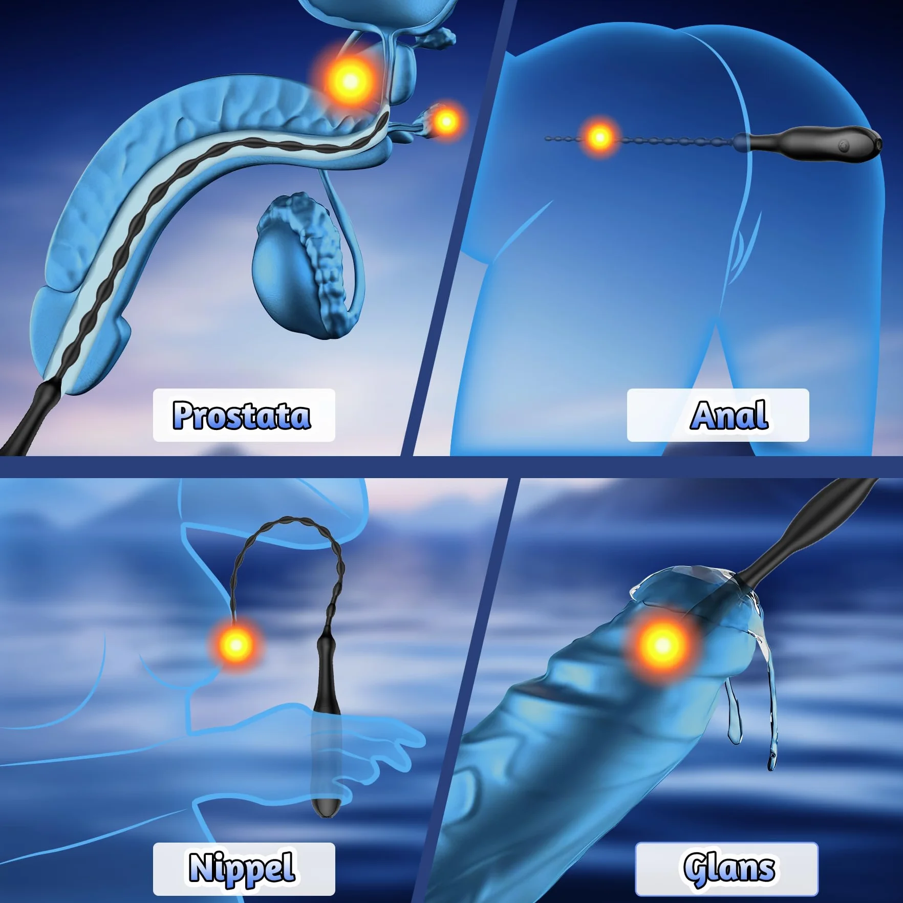 Dilatatore Uretrale Vibratore Penieno 26.9 cm Sonda Uretrali per Uomini Plug Uretrale