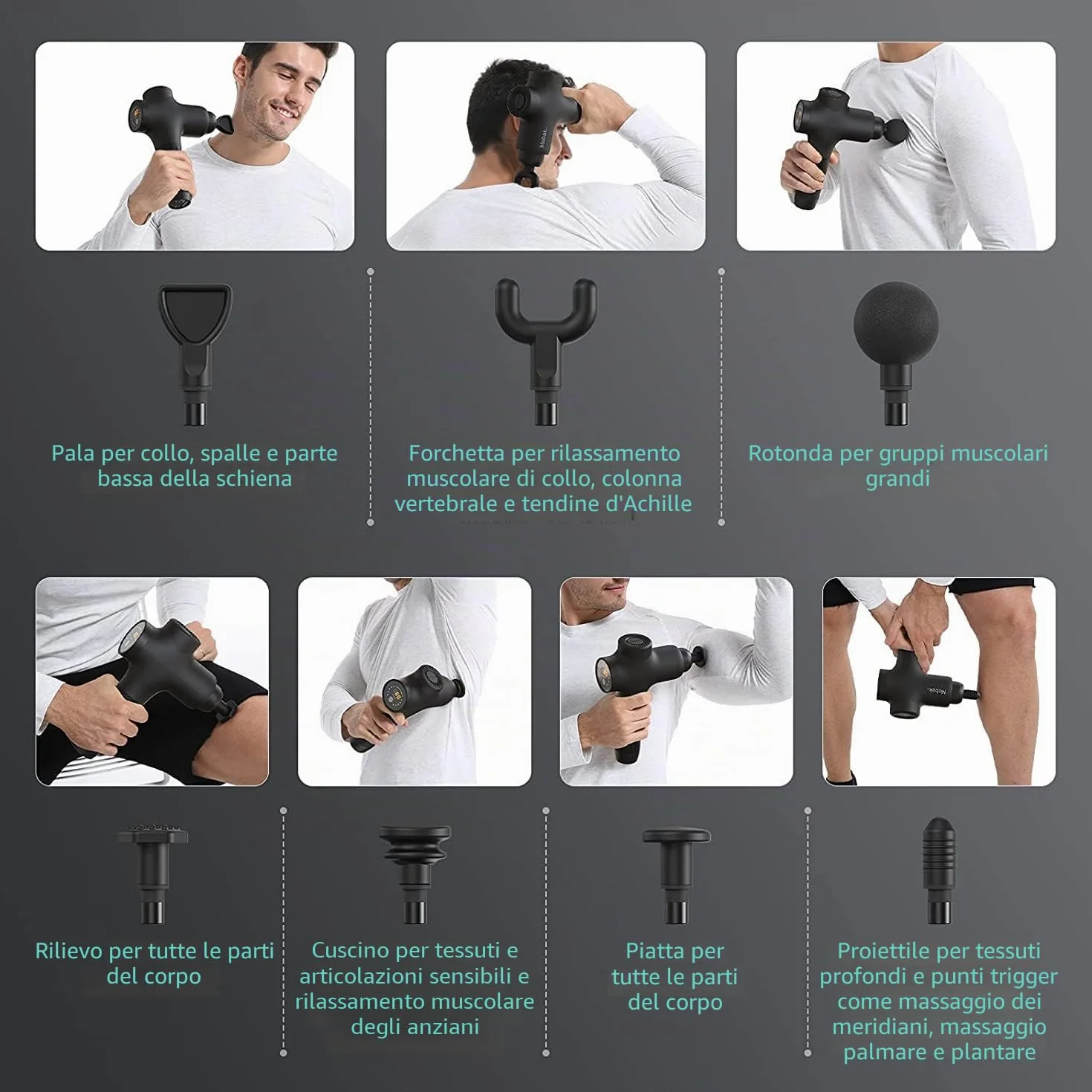 Mebak 3 Pistola Massaggio Muscolare Professionale Pistola Massaggiante Massage Gun Tessuto Profondo Corpo Sollievo Dolore Elettrico Silenzioso Massaggiatore 3200RPM 7 Testa 5 Velocità 12mm Ampiezza