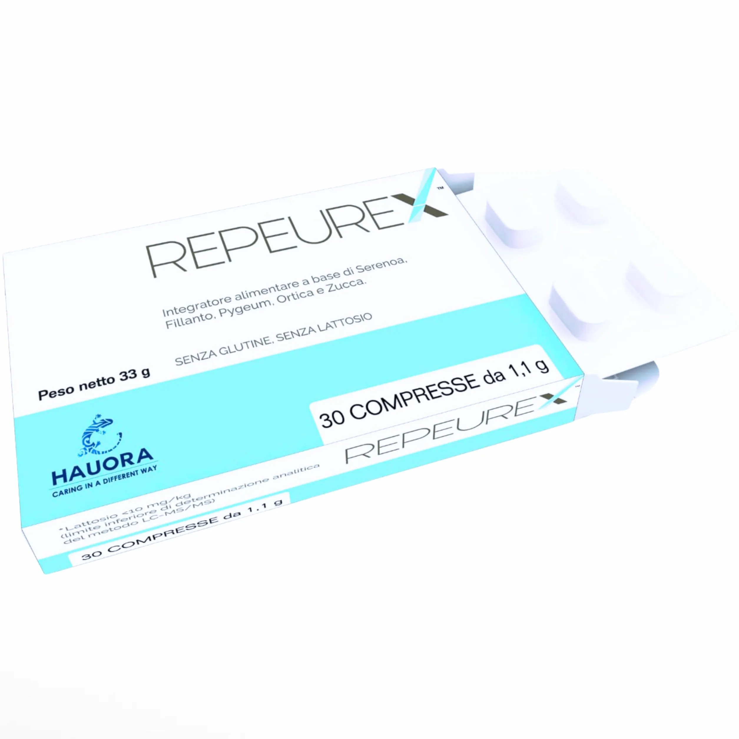 HauoraMed Repeurex Serenoa Repens Prostata Integratore Vie Urinarie 30 Compresse 1,1g Saw Palmetto Fillanto Pygeum Ortica Zucca