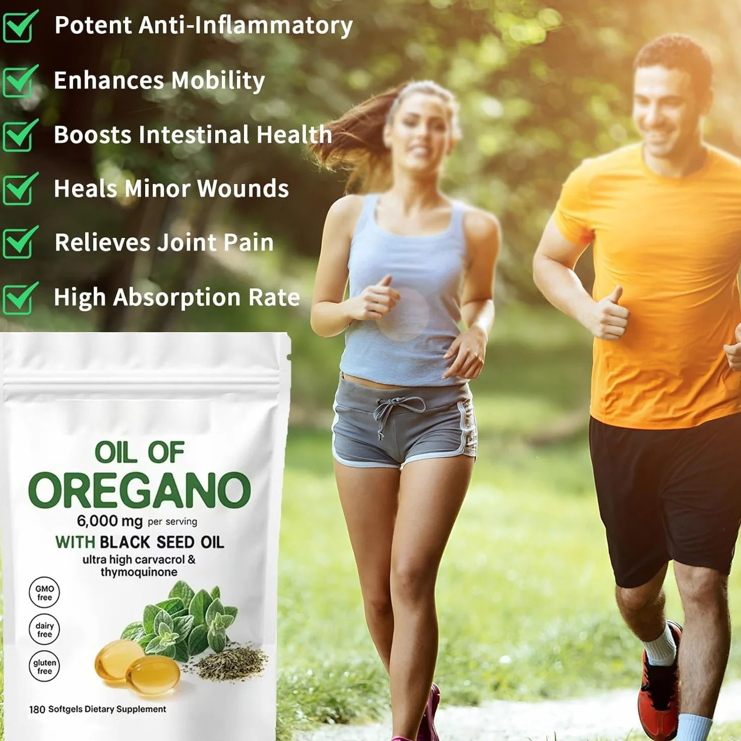 Resilia Oil of Origano Softgels 6000 mg con Olio di Semi Neri, Integratore di Origano Non OGM