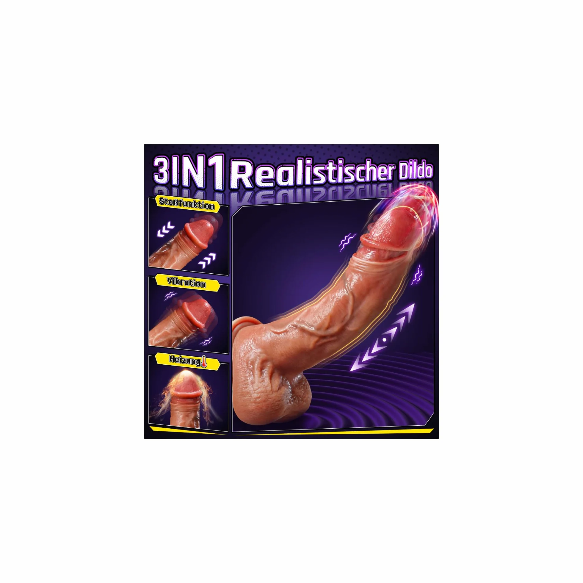 Dildo Realistico Doppi Sex Toys Anale XXL Vibratore per Donna Riscaldare 42°C 9 Modalità Spinta Vibrazione App Giochi Interattivi