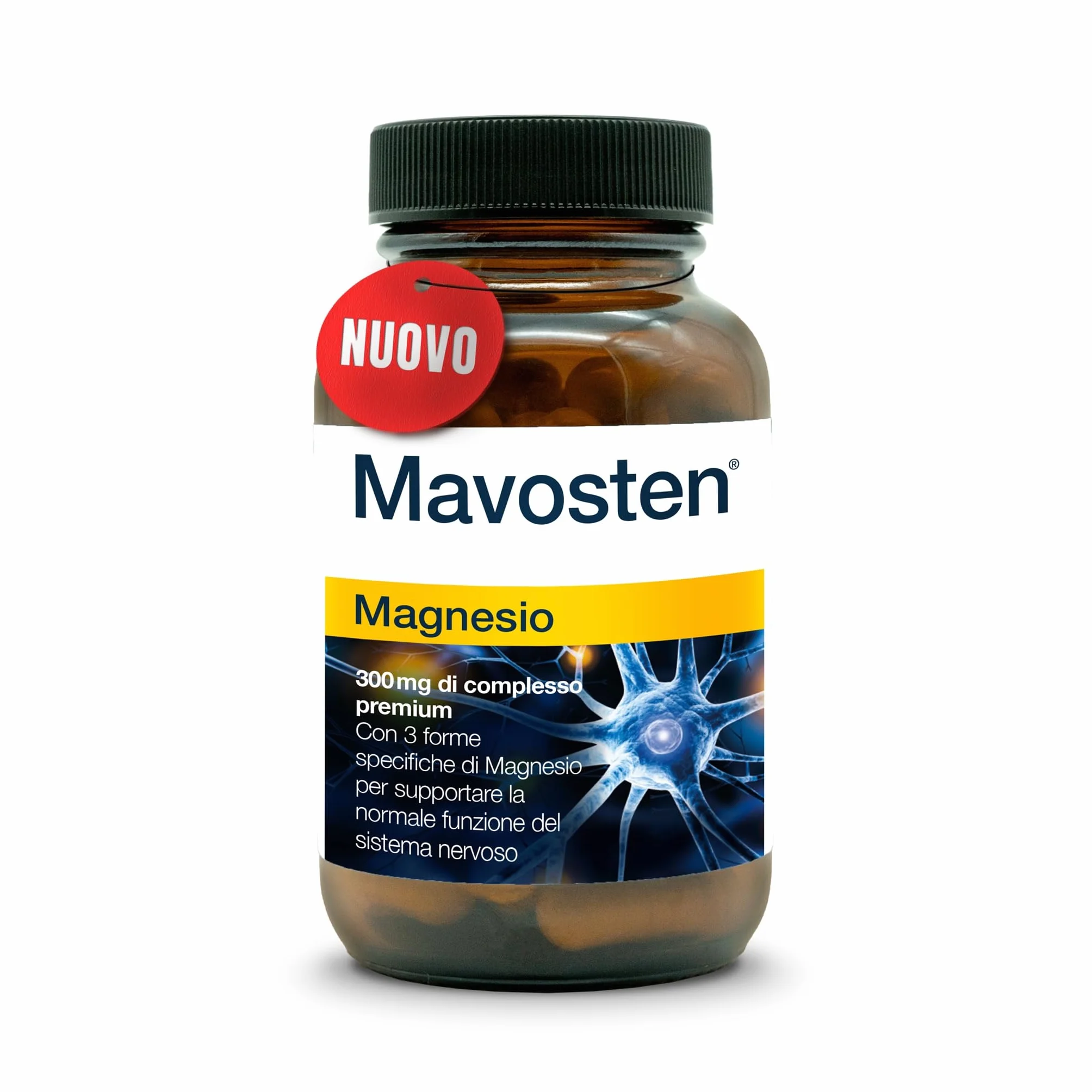 Mavosten® Magnesio [60 capsula] – complesso premium ad alto dosaggio con magnesio bisglicinato | elevata biodisponibilità | testato in laboratorio | vegano | dallo specialista del sistema nervoso