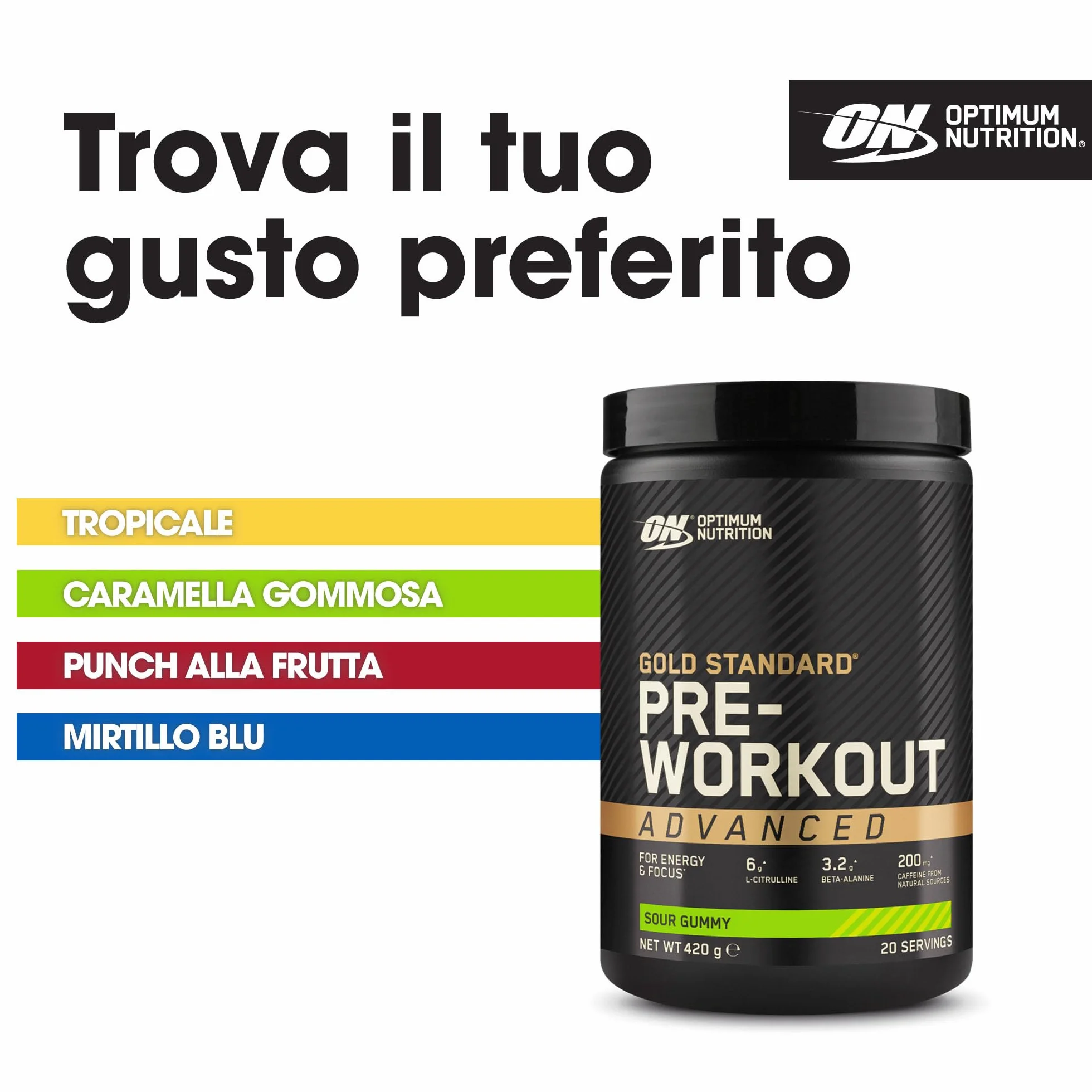 Optimum Nutrition Gold Standard Pre Workout Advanced Sour Gummy 420g
