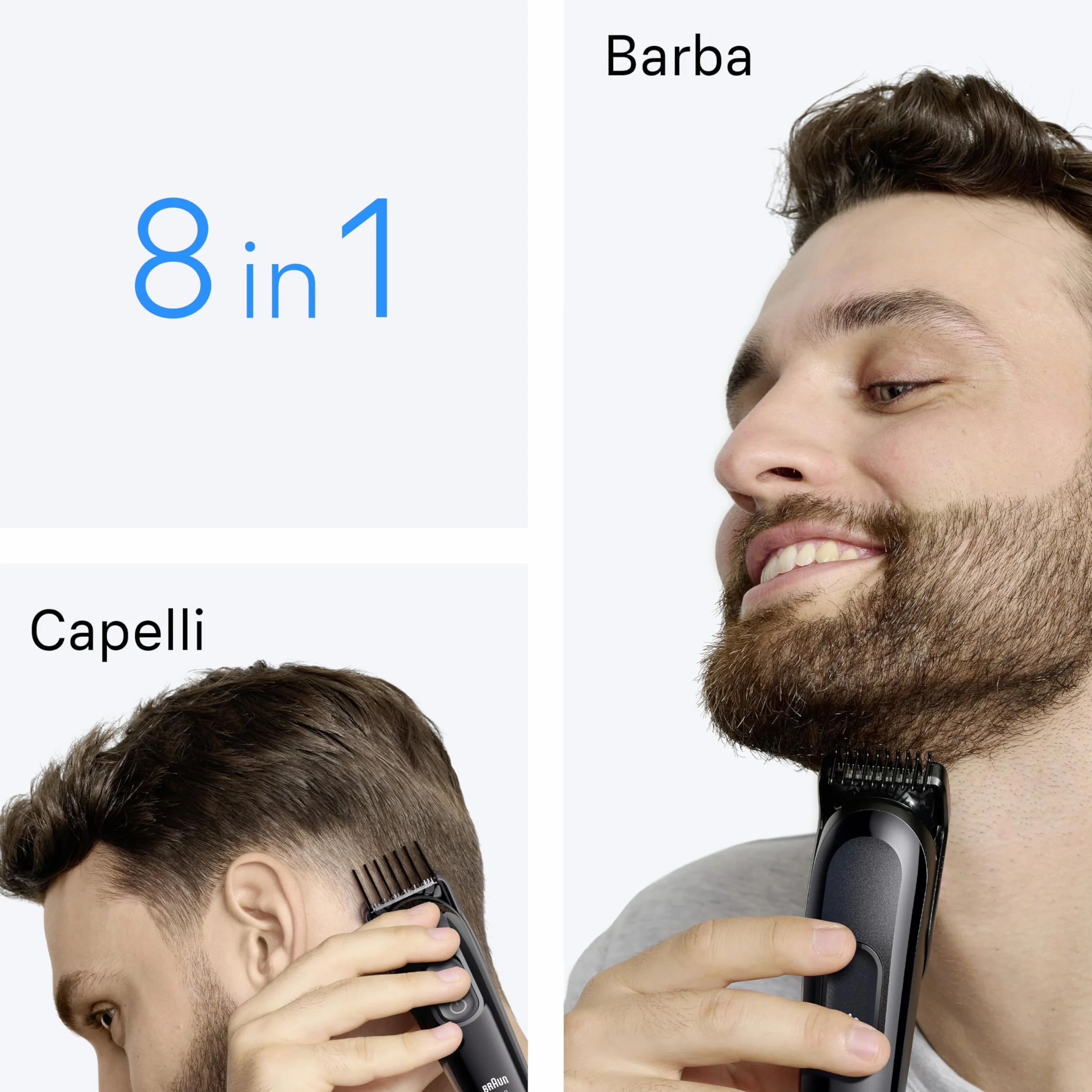 Braun Series 3 All-in-One 8in1 Rasoio Elettrico Barba e Capelli, Lama Ultra Affilata, 14 Lunghezze, 50 Min Autonomia