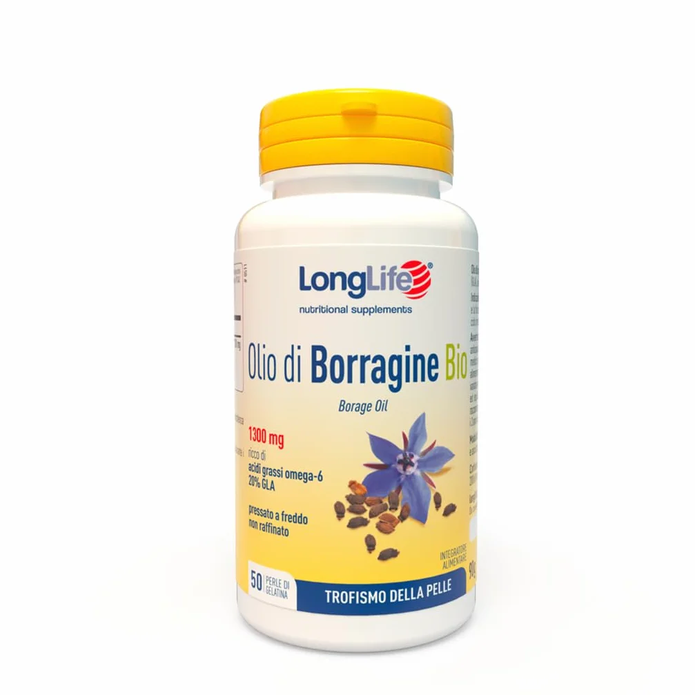 LongLife Olio di Borragine Bio 1300mg Integratore Omega 6 60 perle