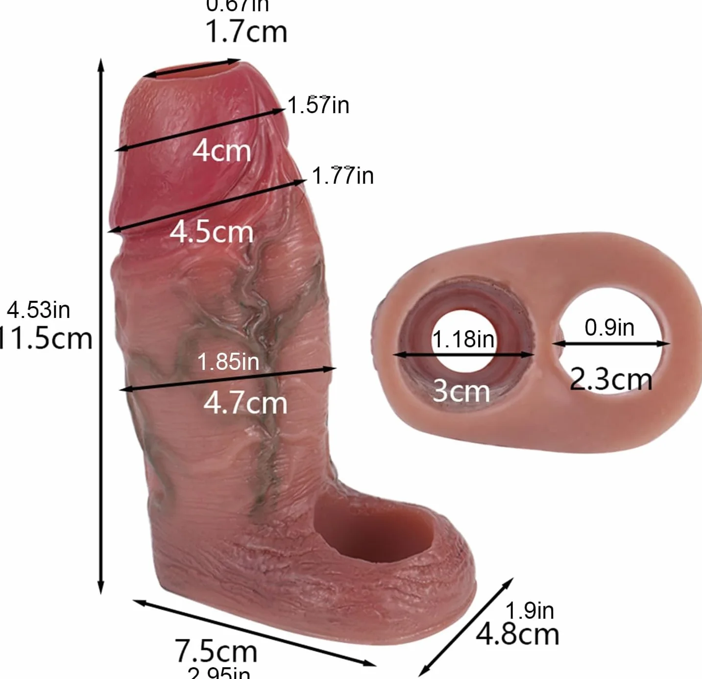 Guaina Pene Realistico Morbido con Cockring, Prolunga Ingrandimento Pene Maschile, Sex Toys per Coppie