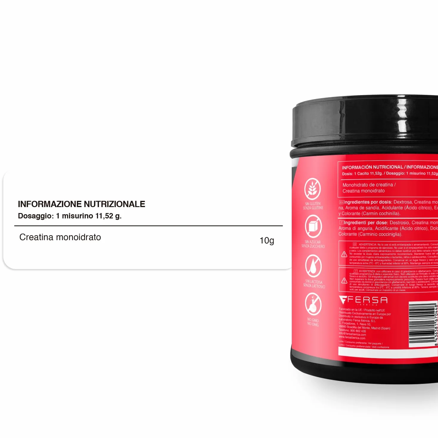 Healthy Fusion Creatina Monoidrato 300g Alta dose 10g per porzione gusto anguria