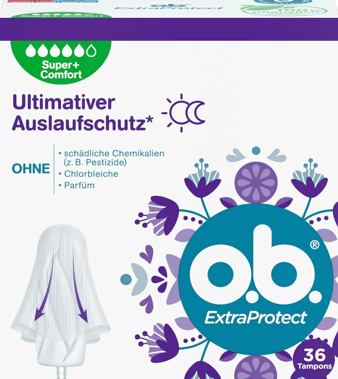 o.b. ExtraProtect Super + Comfort 36 pezzi tamponi giorni molto forti protezione 100%