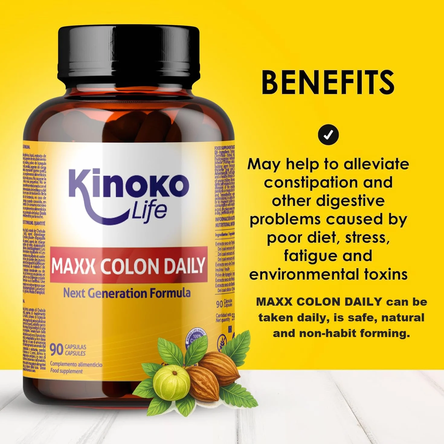 MaXX COLON DAILY – Lassativo Naturale e Sollievo dalla Stitichezza | Triphala + Psyllium (Fibre Prebiotiche) | Regolarità, Transito Intestinale e Riduzione dei Gas (90 Capsule)