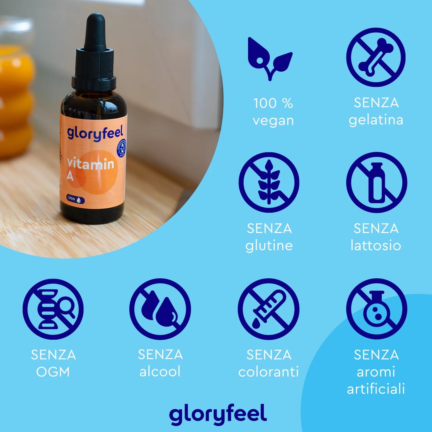 Vitamina A Gocce 3.333 UI 1.000µg, Integratore Vitamina A Pura 50 ml (1700 Gocce), Vitamina A da Palmitato di Retinile, Vitamina A Retinolo in Gocce in Olio TCM, Integratore Pelle & Vista Vit A