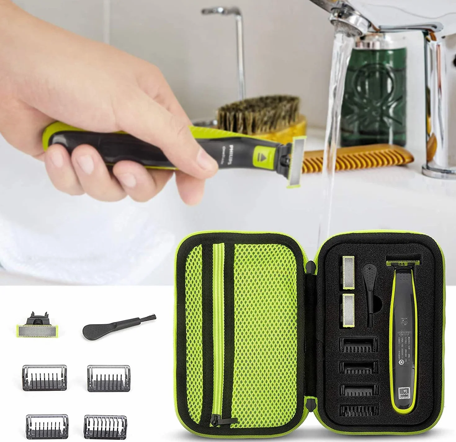 Custodia trimmer per Philips One Blade QP2530/30, QP2630/30, QP2520/30, QP2520/65, protezione lama robusta e supporto lame