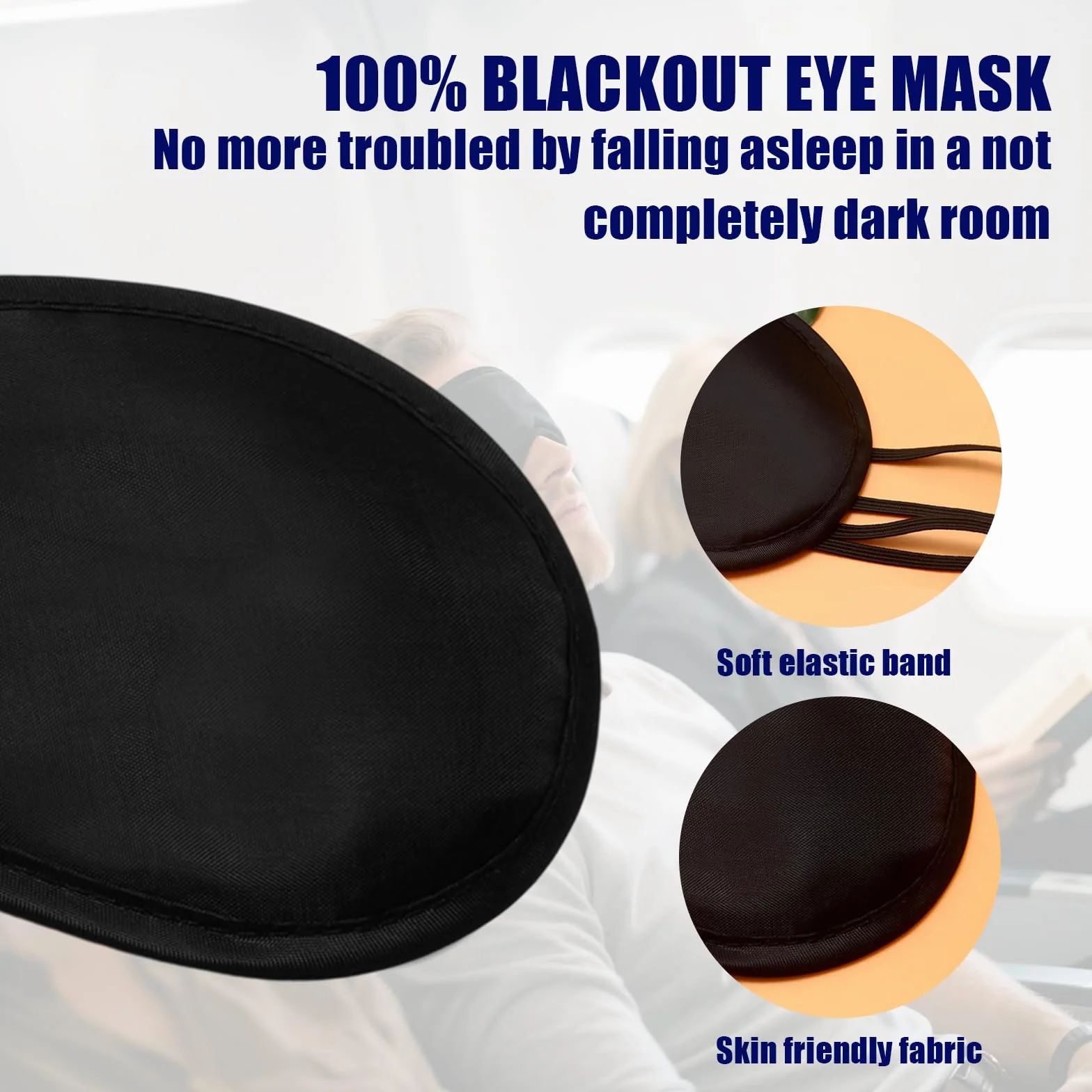 10 Pezzi Maschera per Dormire, Mascherina Oscurante per Gli Occhi per Donna e Uomo, Copri Occhi per Dormire con 2 Elastici, per Viaggi, Pisolini, Sonno Notturno (Nero)