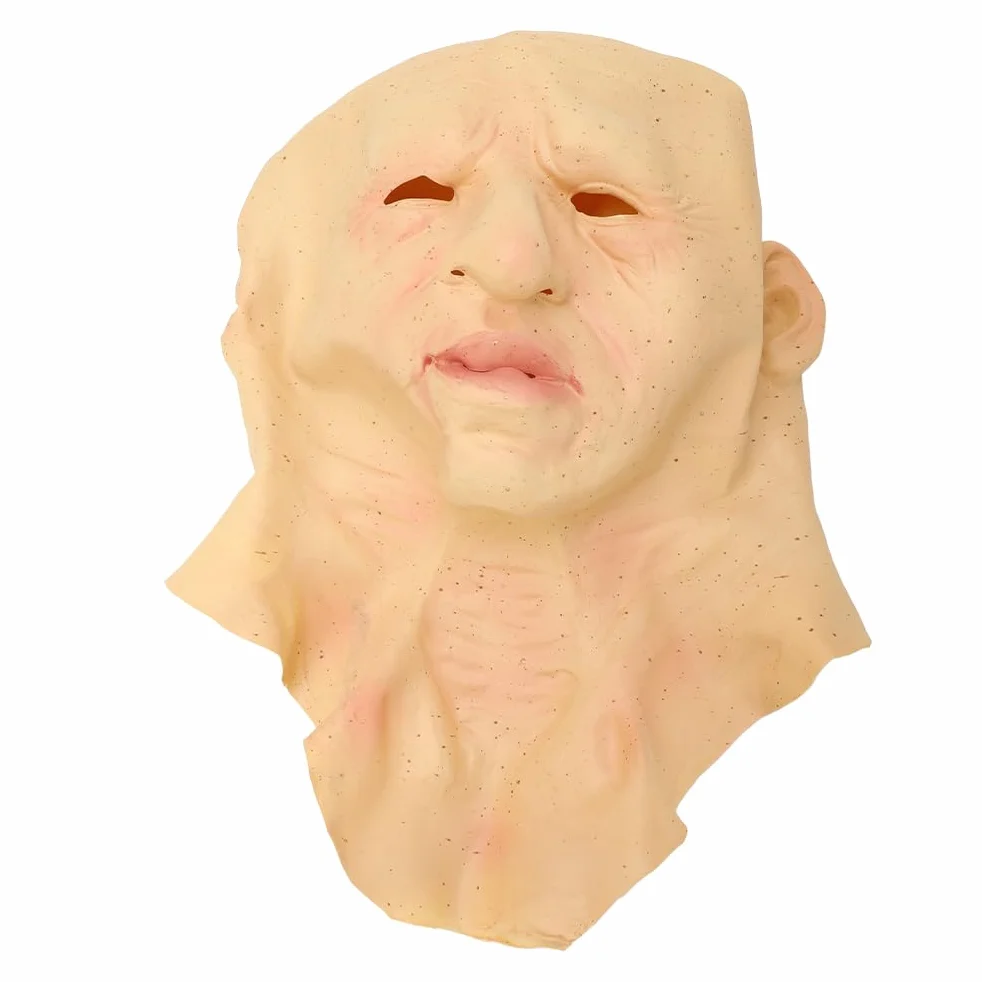 HEEPDD Copri Viso da Uomo Anziano in Lattice di Halloween, Copricapo Realistico con Bordo in Silicone Ultra Sottile