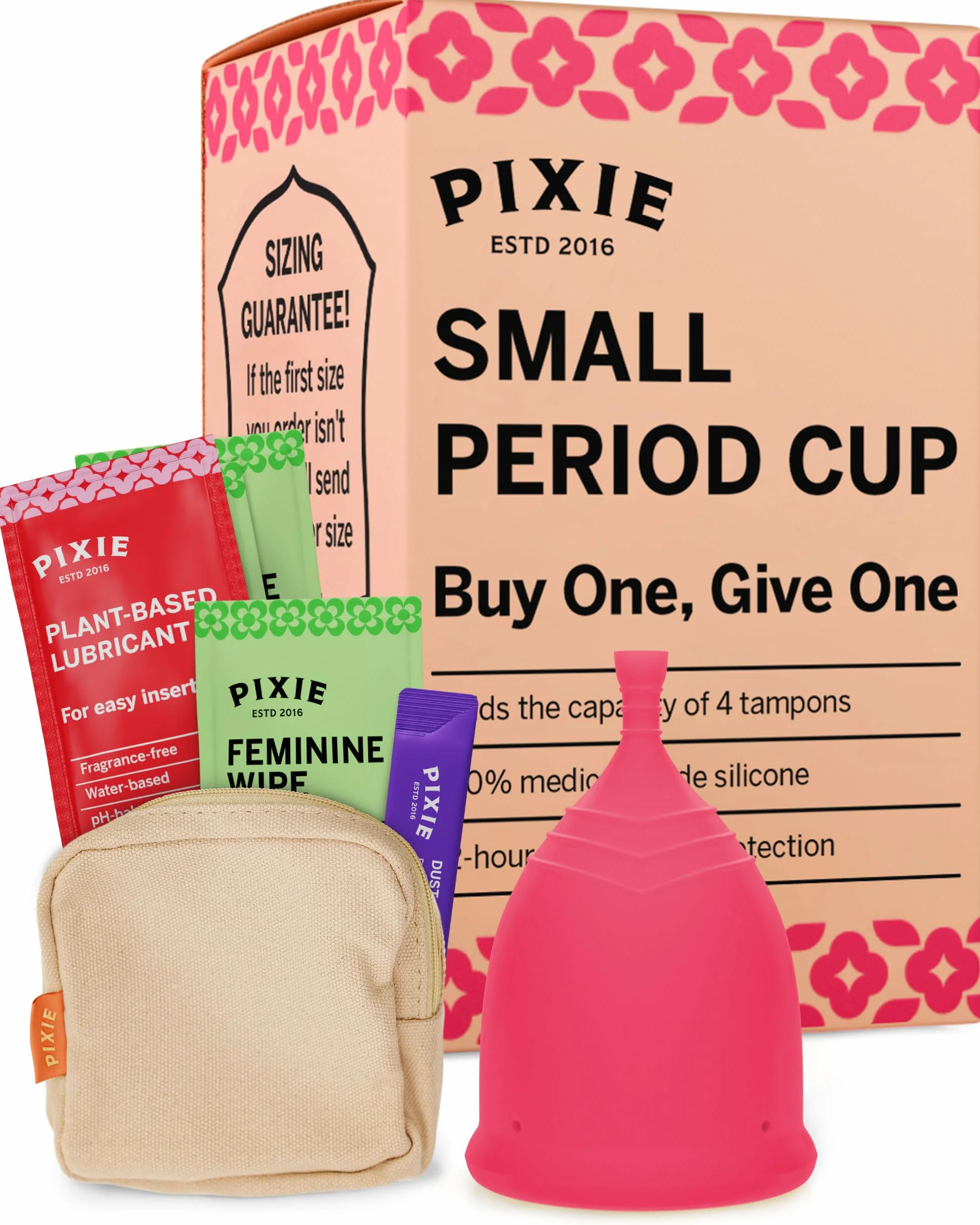 Pixie Cup - Coppetta Mestruale Morbida e Sicura Riutilizzabile - Silicone 100% di Grado Medico - Comprane Una, Ne Doniamo Una (Piccolo)