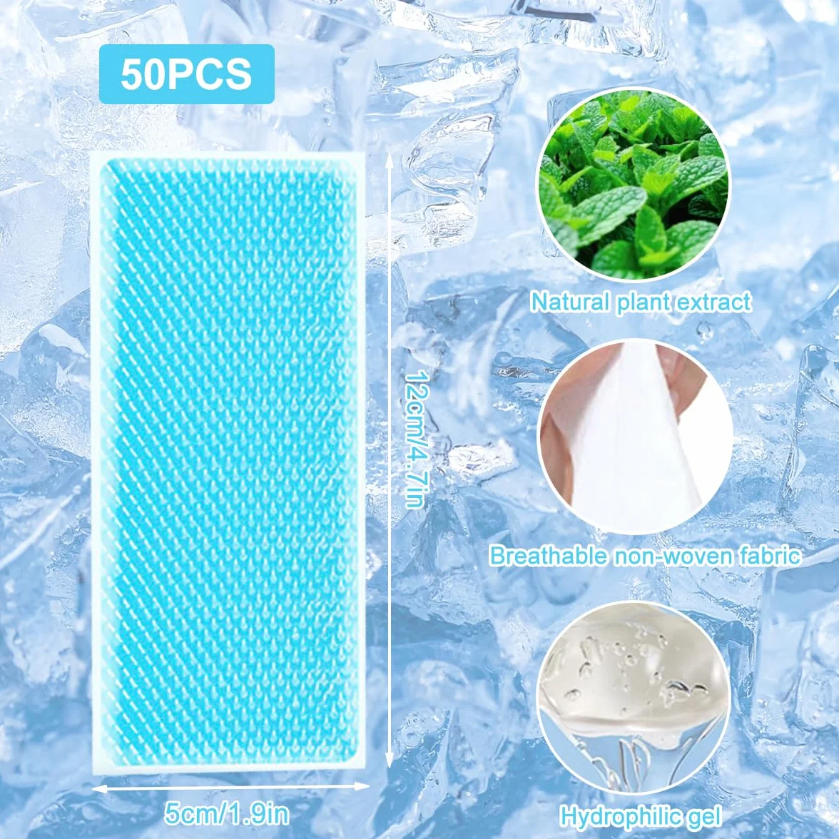50 Pezzi Raffreddamento Gel Patch, Patch Fronte Di Raffreddamento, Alleviare la Stanchezza, Sollievo Dalla Febbre, Rinfrescare il Caldo Estivo