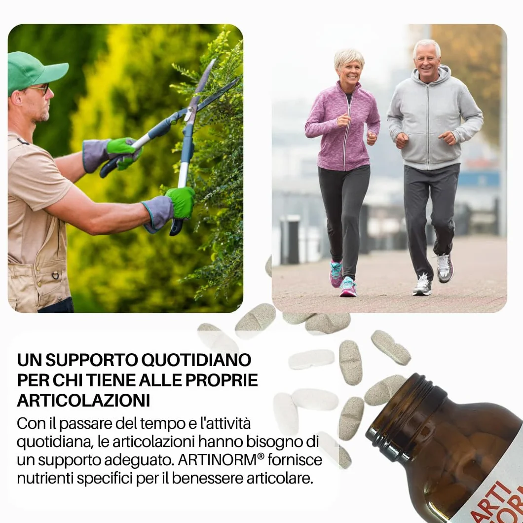 ARTINORM Integratore Alimentare – 60 Compresse con Glucosamina, Condroitina, Acido Ialuronico e Collagene BioCell
