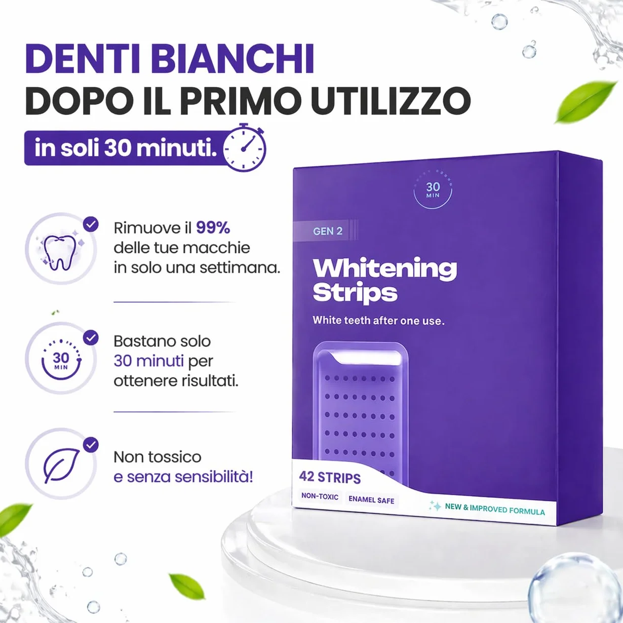 Dr Dent Bleaching Strips 42 Strisce Sbiancanti per Denti Senza Perossido Tecnologia Viola Delicate sullo Smalto