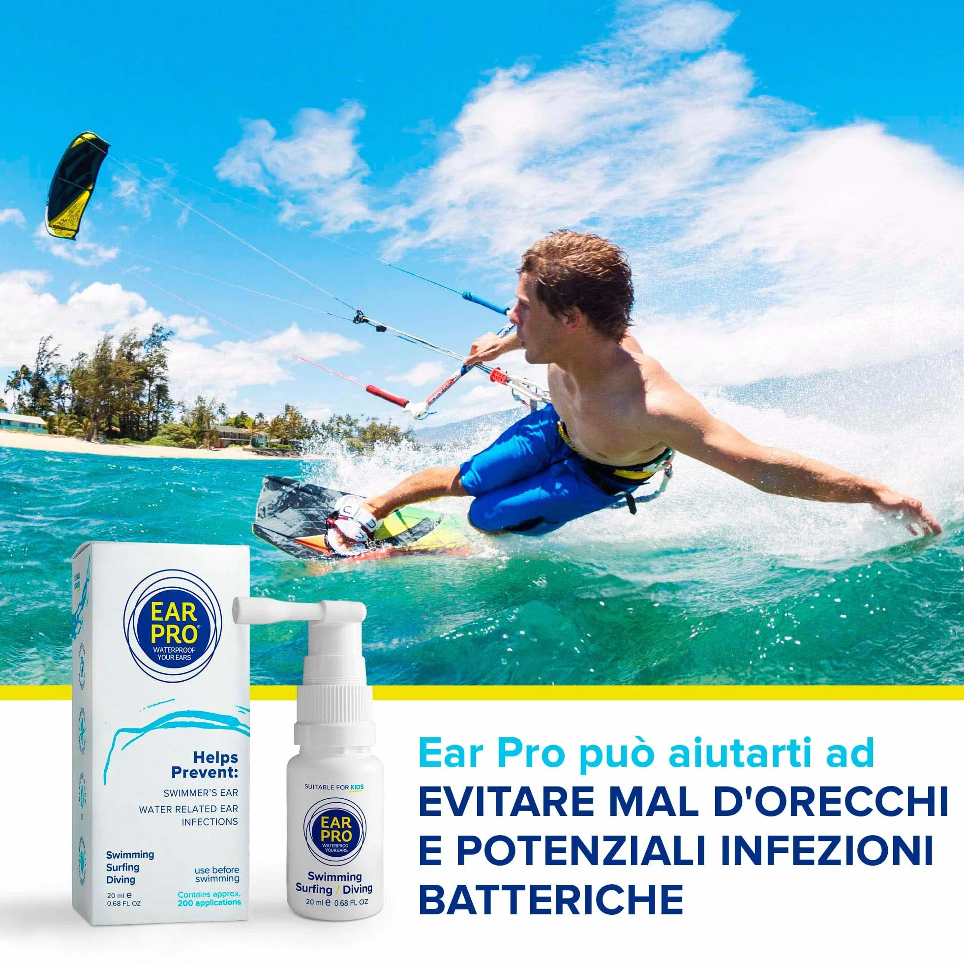 Ear Pro Natural Ear Protection Spray per bambini e adulti 200 applicazioni