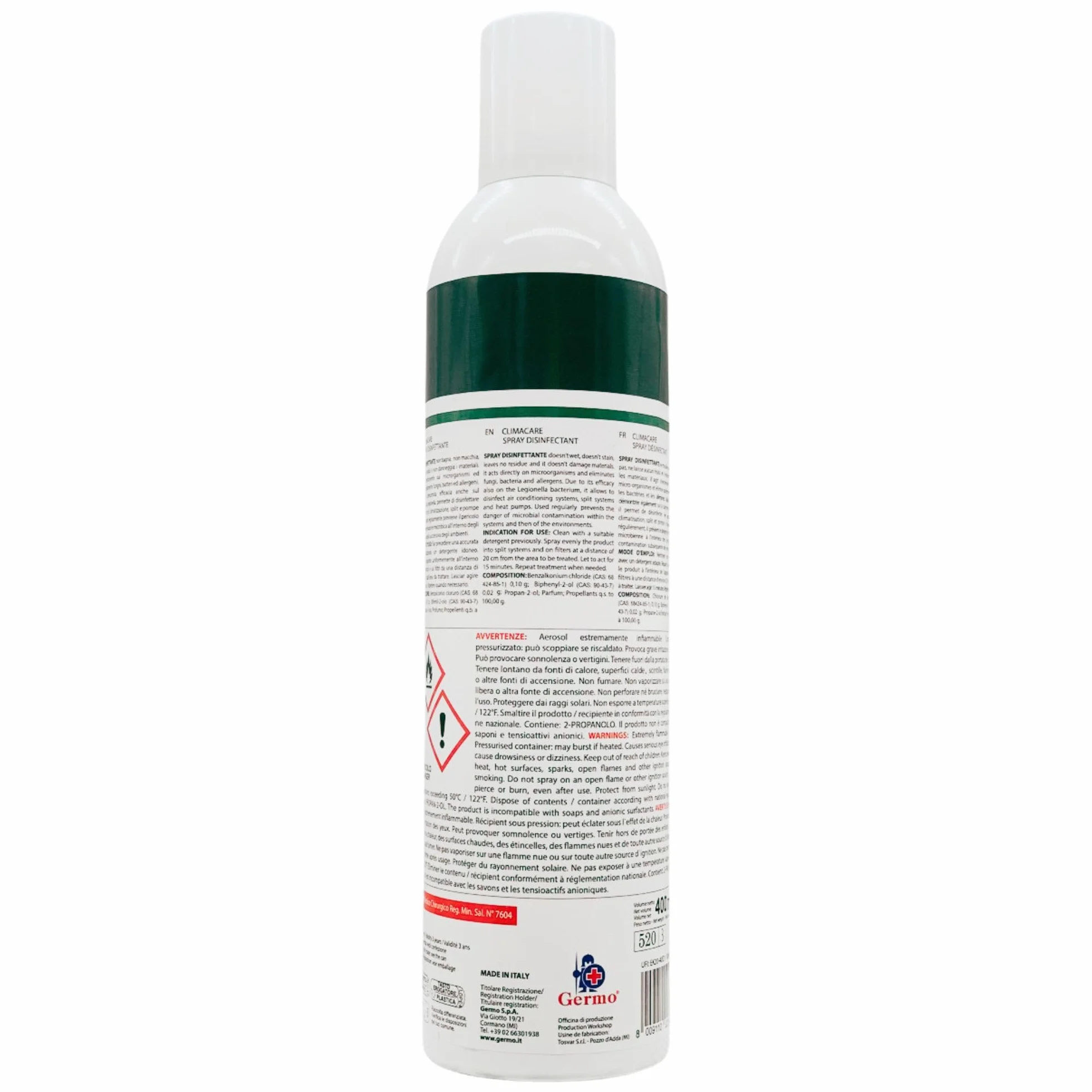 Spray Igienizzante per Climatizzatori 400ml + Guanti HDPE Monouso 100pz