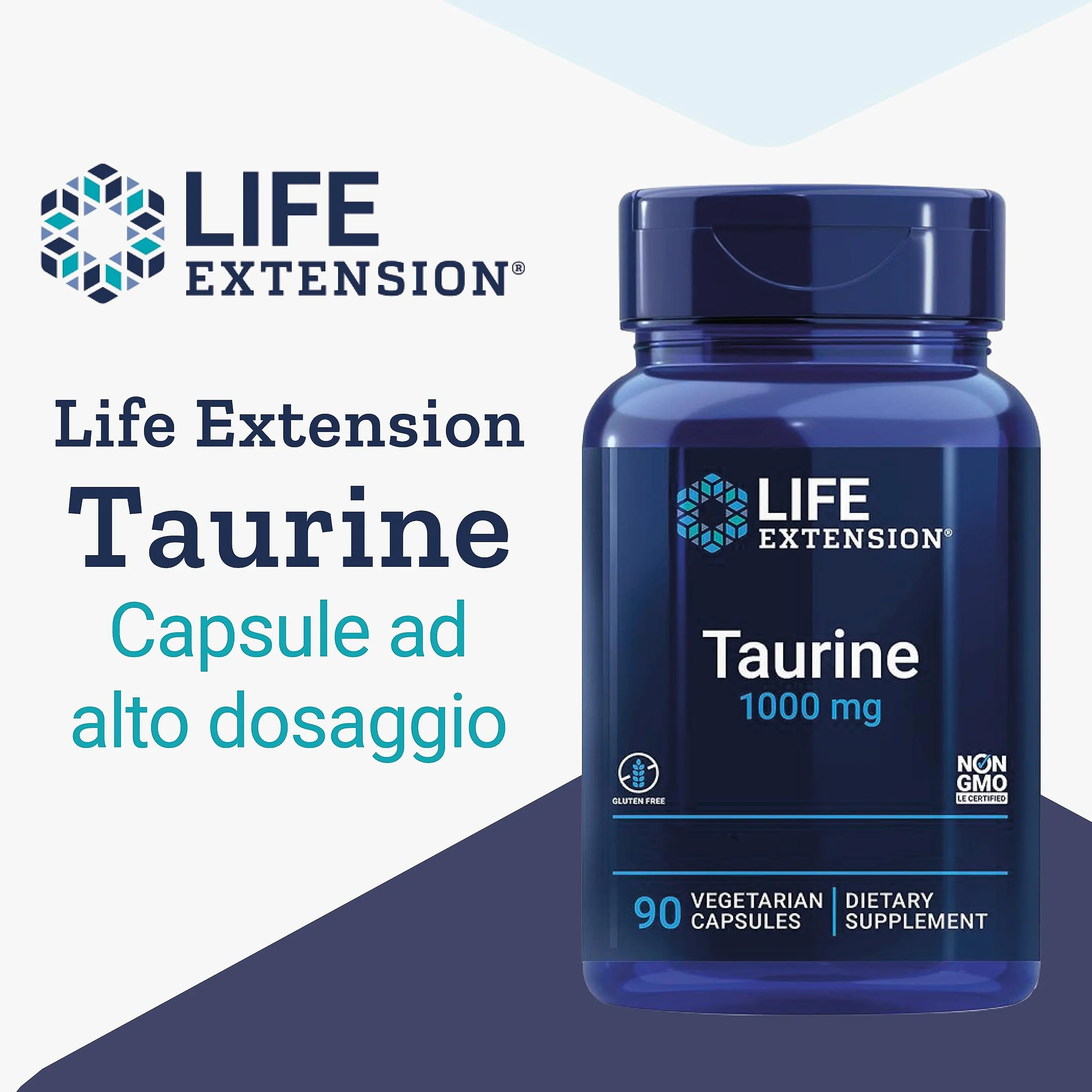 Life Extension Taurine 1000 mg Dose Elevata 90 Capsule Vegane