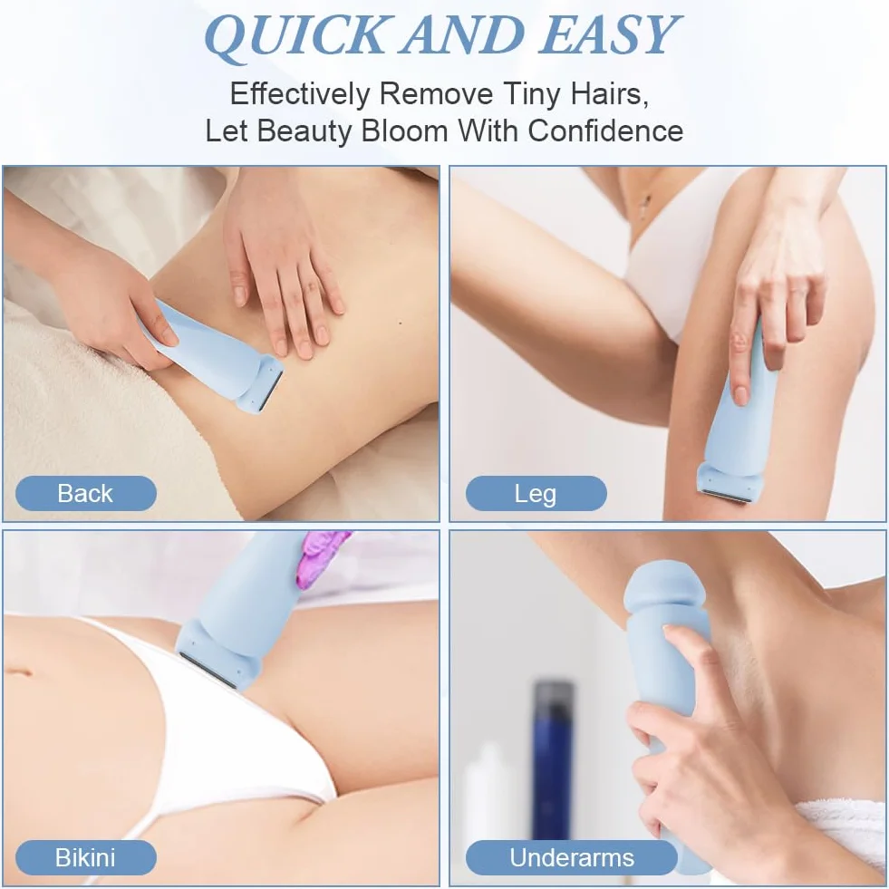 Rasoio Elettrico Donna Inguine, 2 in 1 IPX7 Rasoio Intimo ed Elettrico per Donne, Epilatore Viso Donna di Rimozione dei Peli per Bikini Ascelle Gambe Braccia E Viso, Ricaricabile Dry Wet