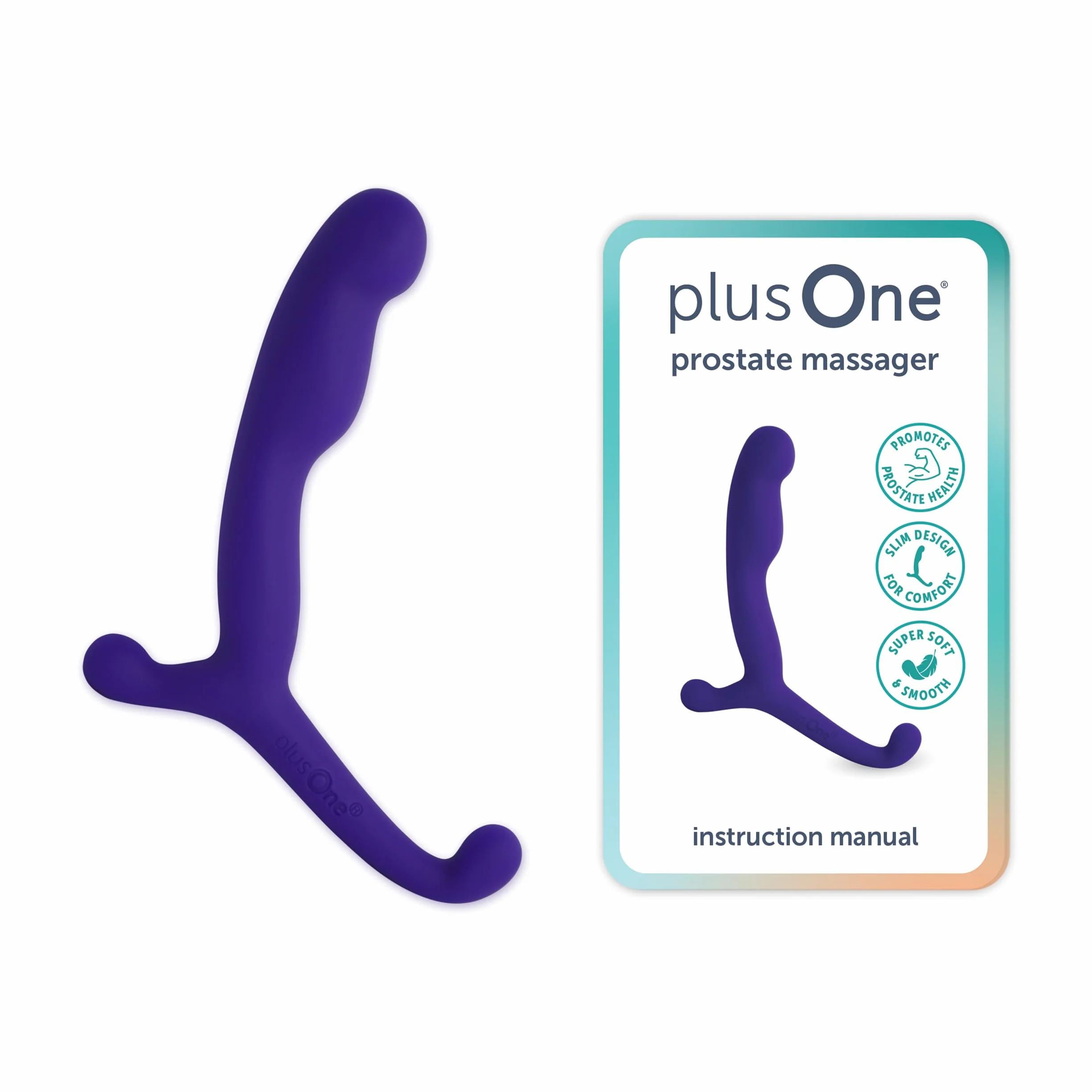 plusOne Massaggiatore per prostata da 10,2 cm, stimolatore personale, in silicone sicuro per il corpo, impermeabile, con braccio esterno per un facile utilizzo