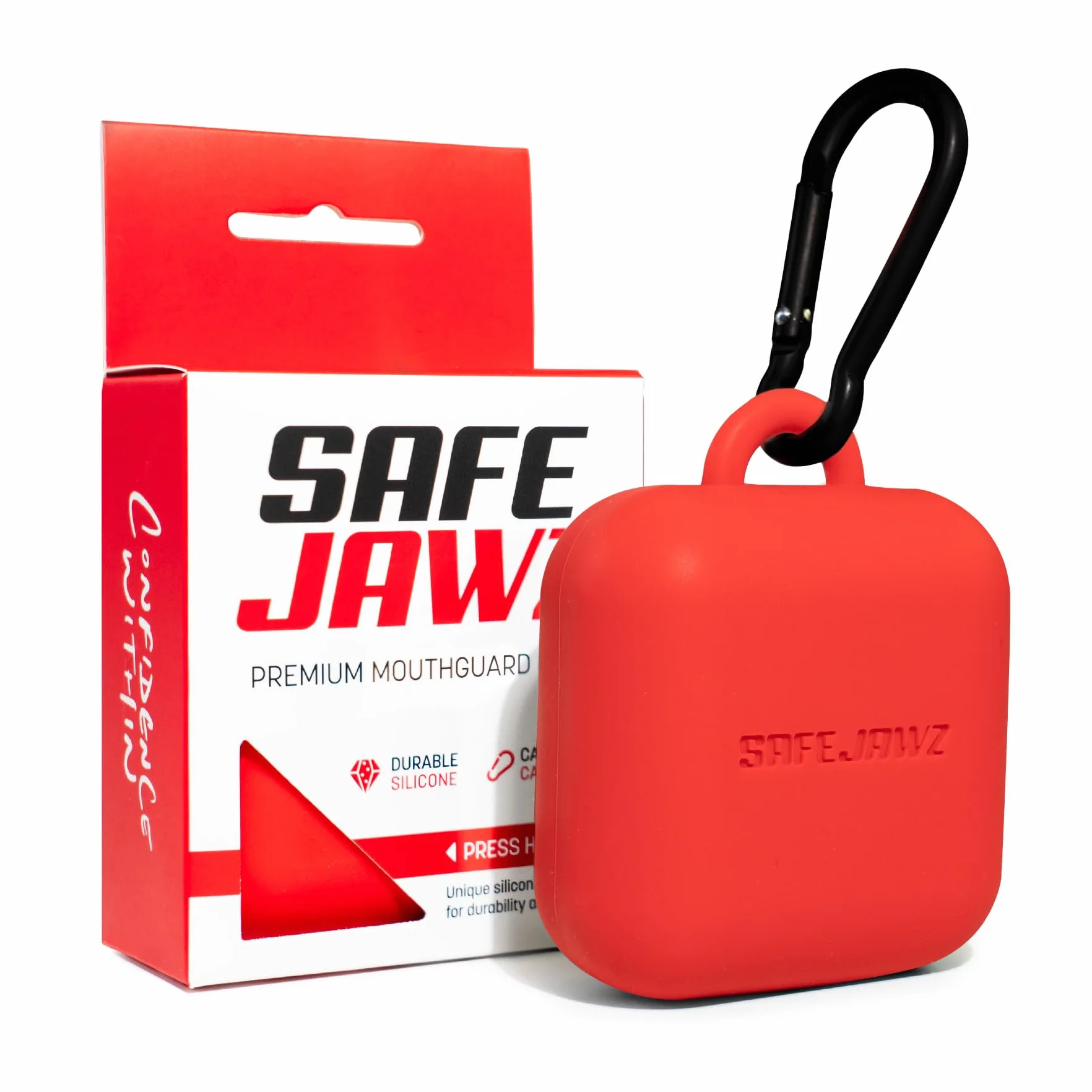 Custodia per paradenti SAFEJAWZ Premium silicone resistente flessibile Rosso