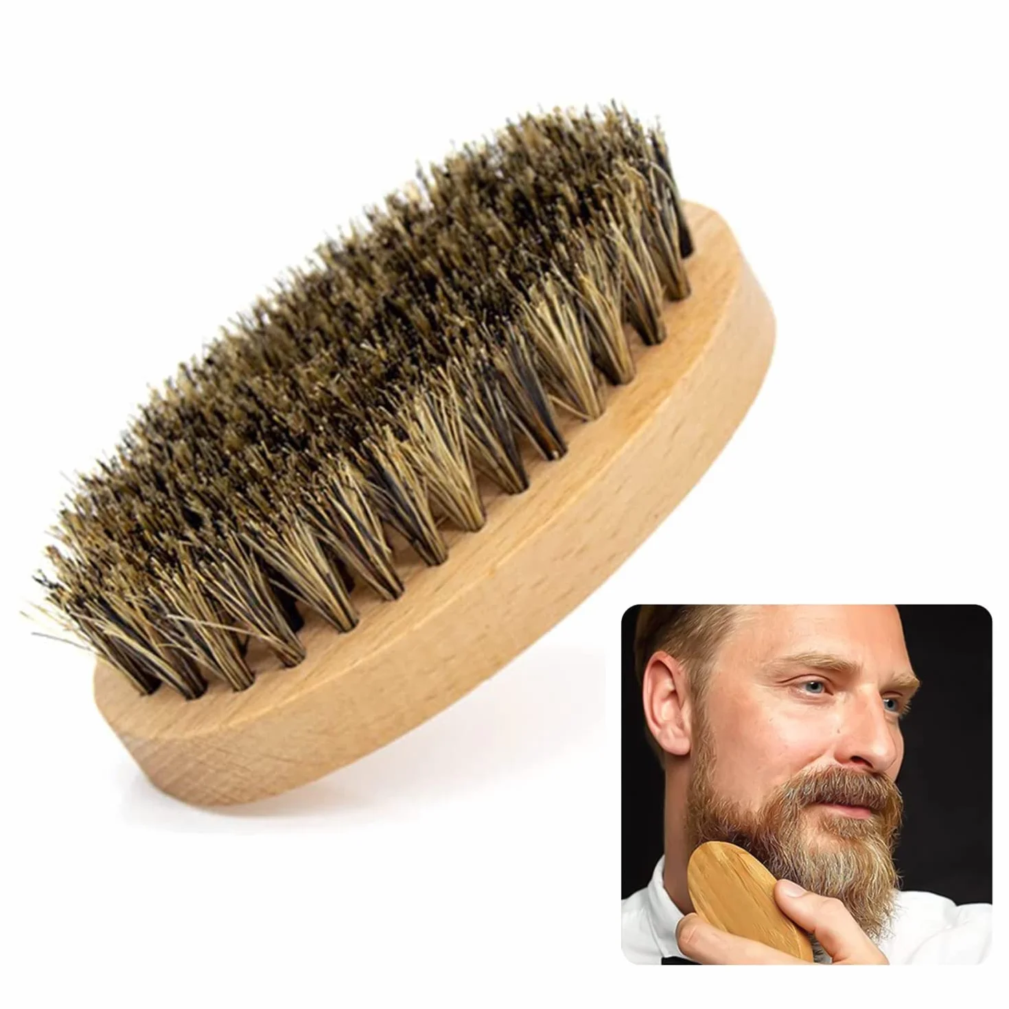 Spazzola per barba, in legno setola con 100% morbido pelo di cinghiale per aiuto, forma la tua barba, ammorbidimento e condizionamento che produce prurito barbe, spazzola per uomo da viaggio