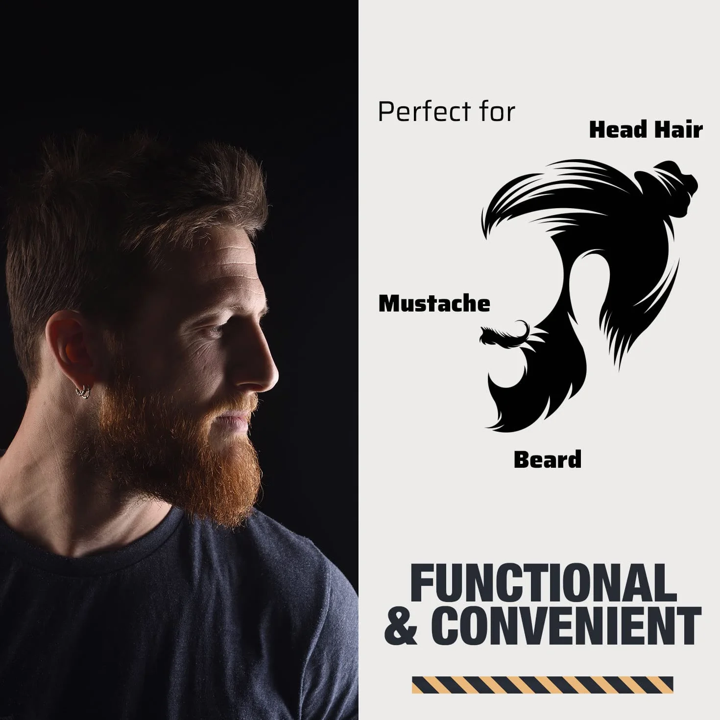 Set di barba e pettine di legno per uomini - Kit per la cura della barba e dei capelli